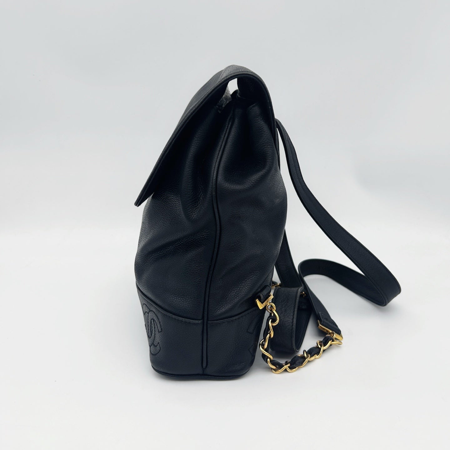 Chanel Black Calfskin CC Logo Backpack [Used]