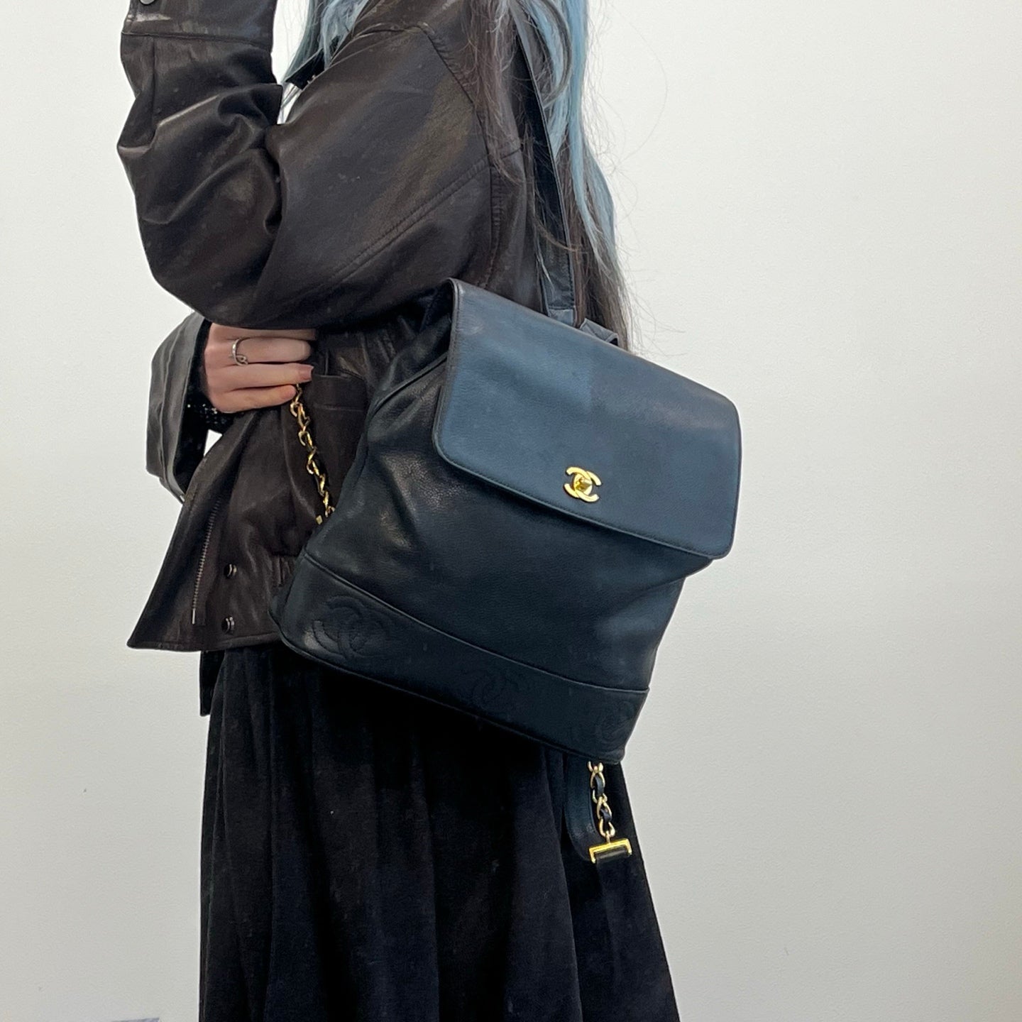Chanel Black Calfskin CC Logo Backpack [Used]