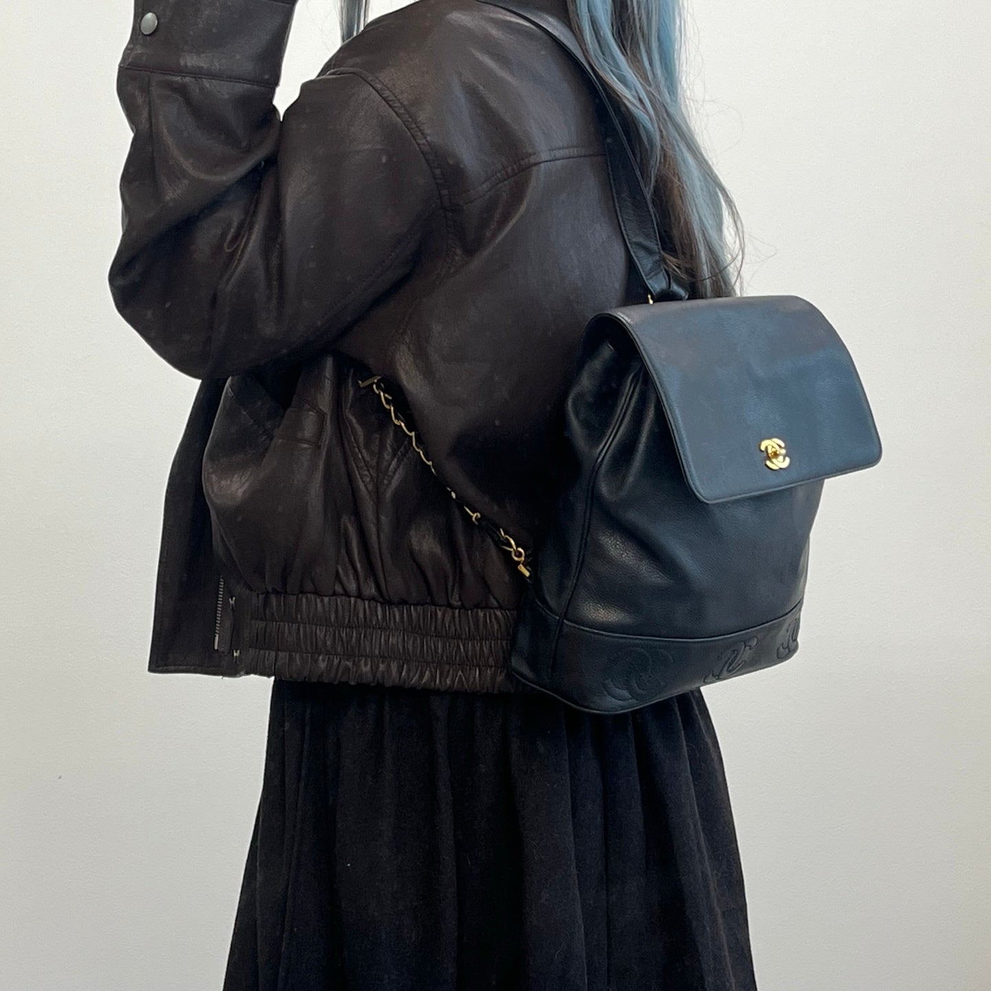 Chanel Black Calfskin CC Logo Backpack [Used]