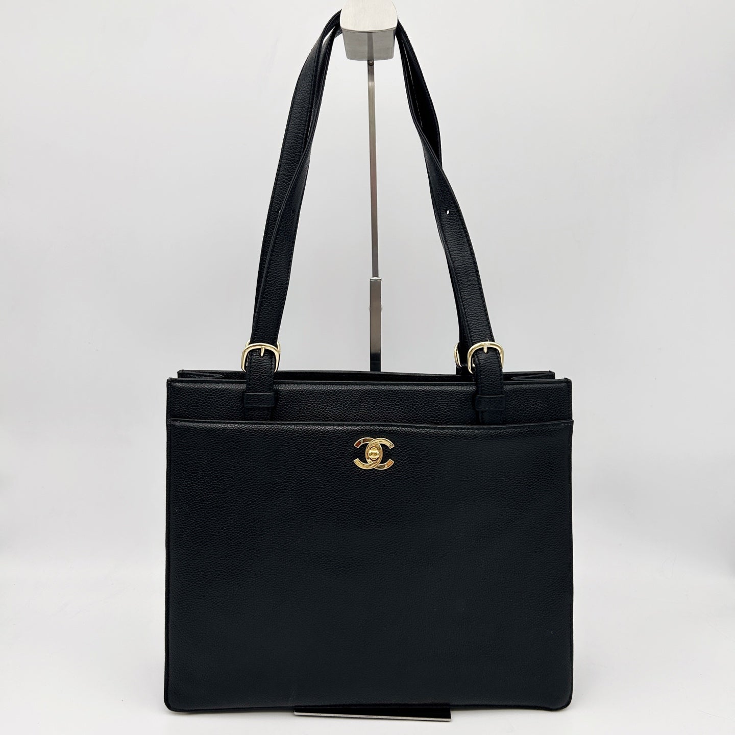 Chanel Black Calfskin Shoulder Tote Bag  [Used]