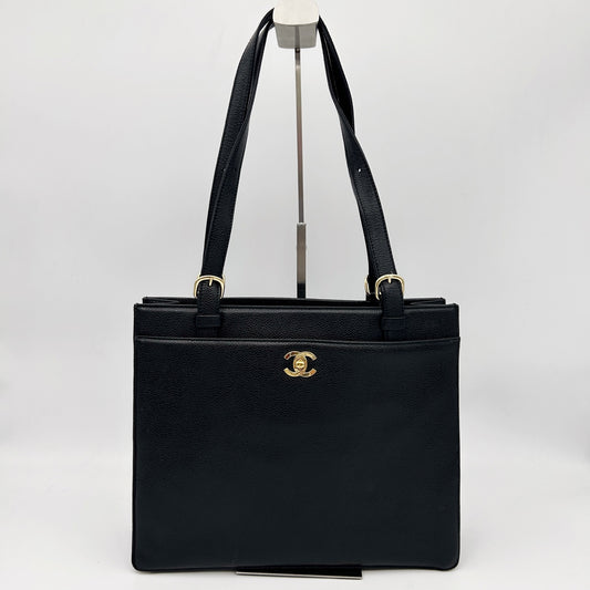 Chanel Black Calfskin Shoulder Tote Bag  [Used]