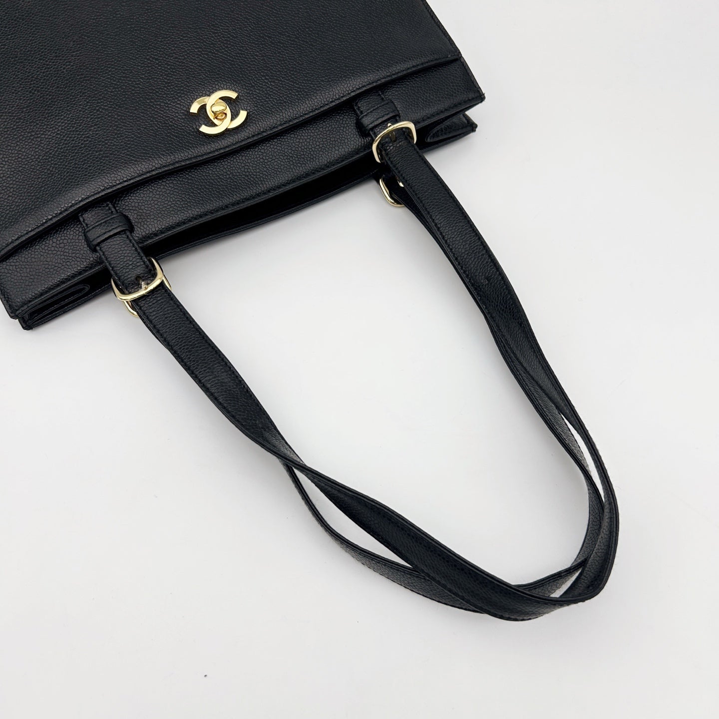 Chanel Black Calfskin Shoulder Tote Bag  [Used]