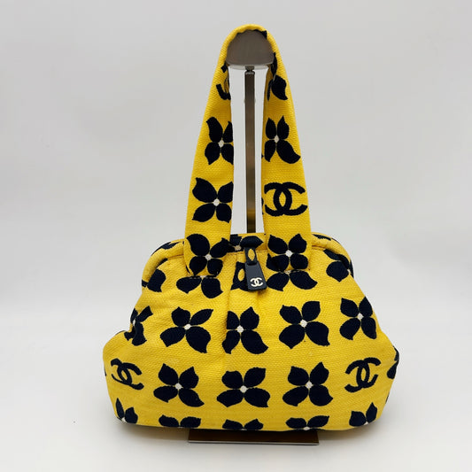Chanel Yellow Clover Graffiti Canvas Kisslock Mini Handbag [Used]