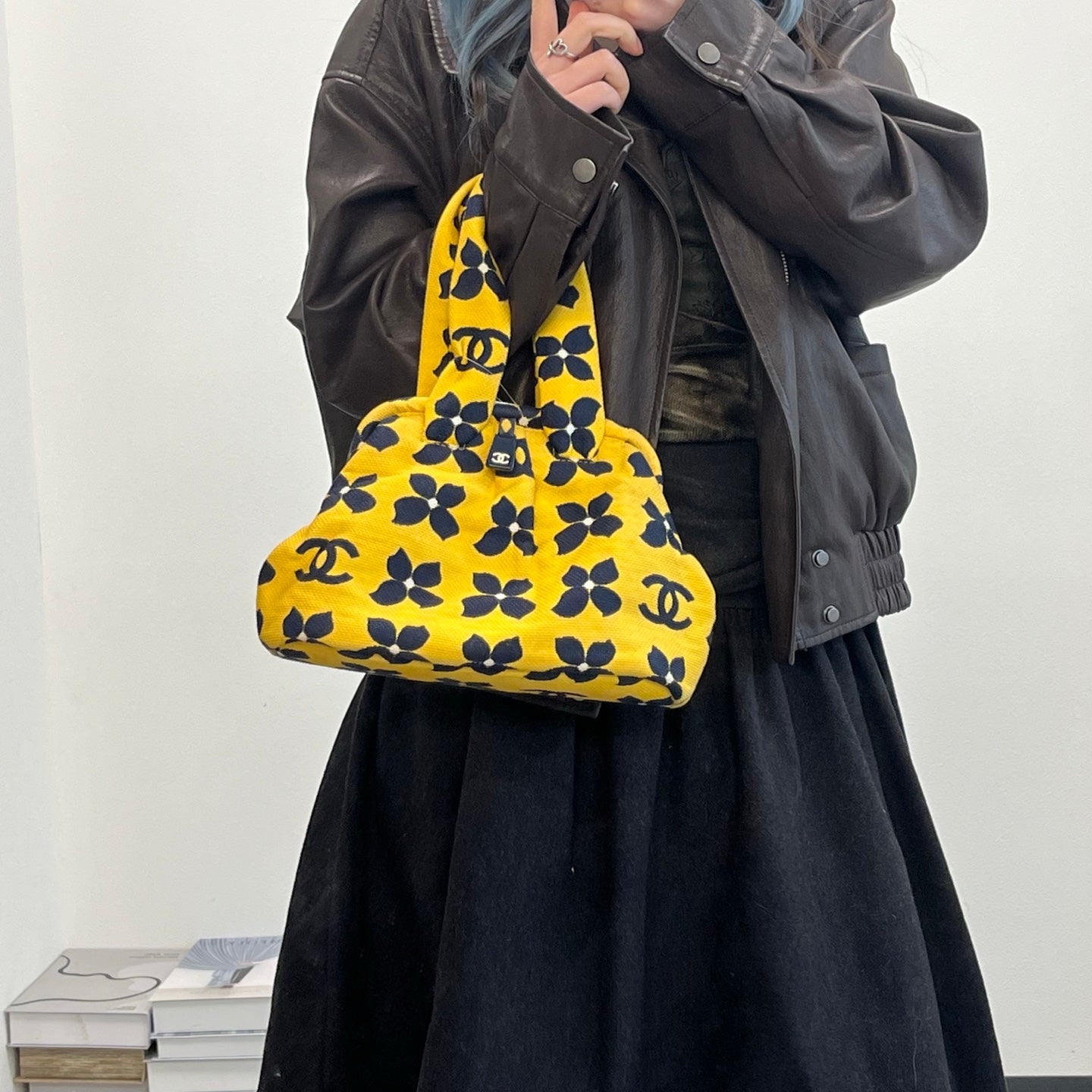 Chanel Yellow Clover Graffiti Canvas Kisslock Mini Handbag [Used]