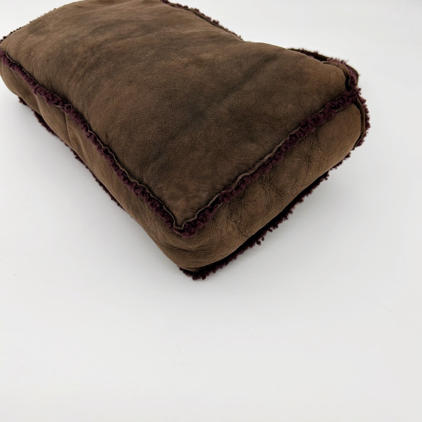 Chanel Brown Suede Shearling Trim Small Shoulder Tote Bag [Used]