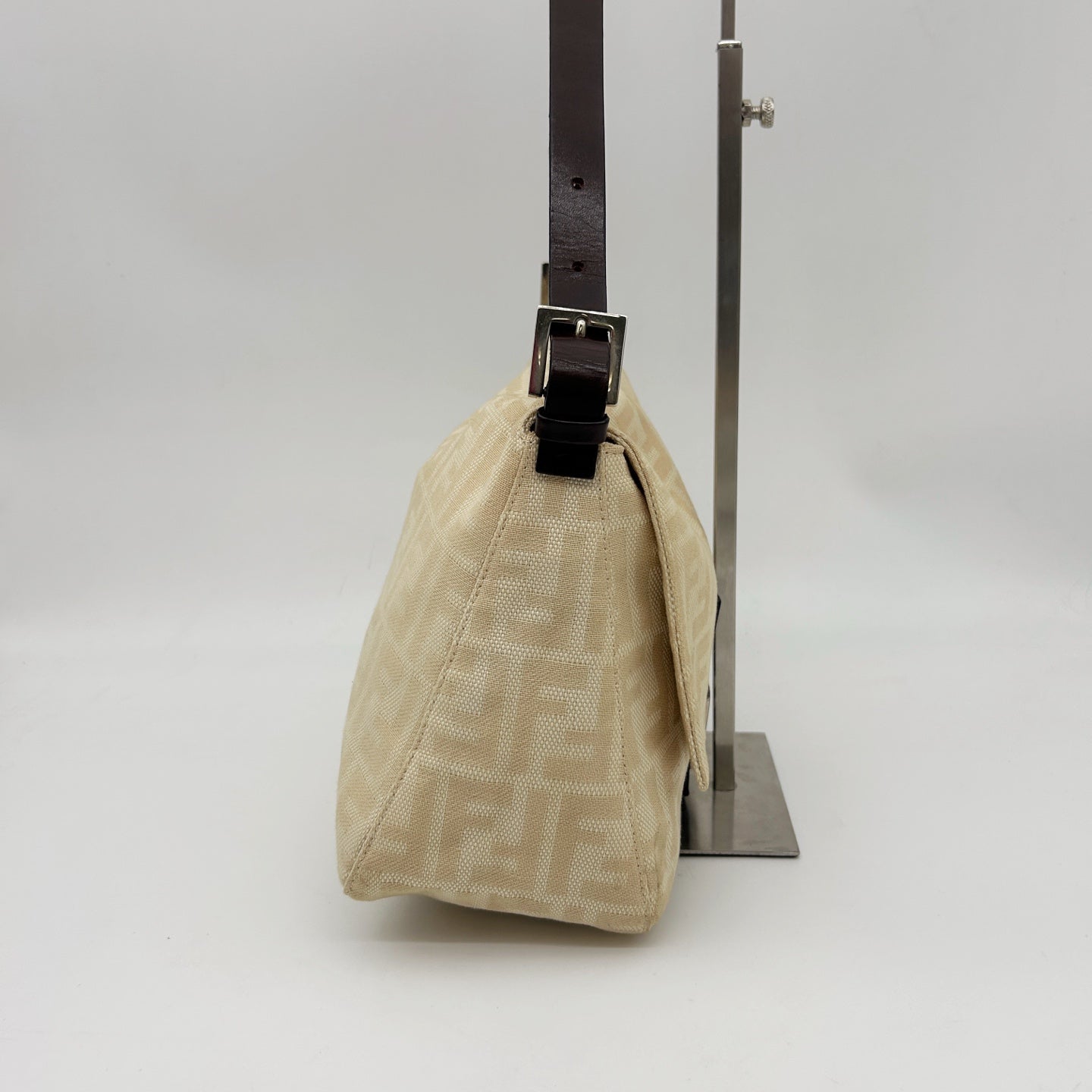 Fendi Baguette Large Beige Zucca Fabric Shoulder Bag [Used]