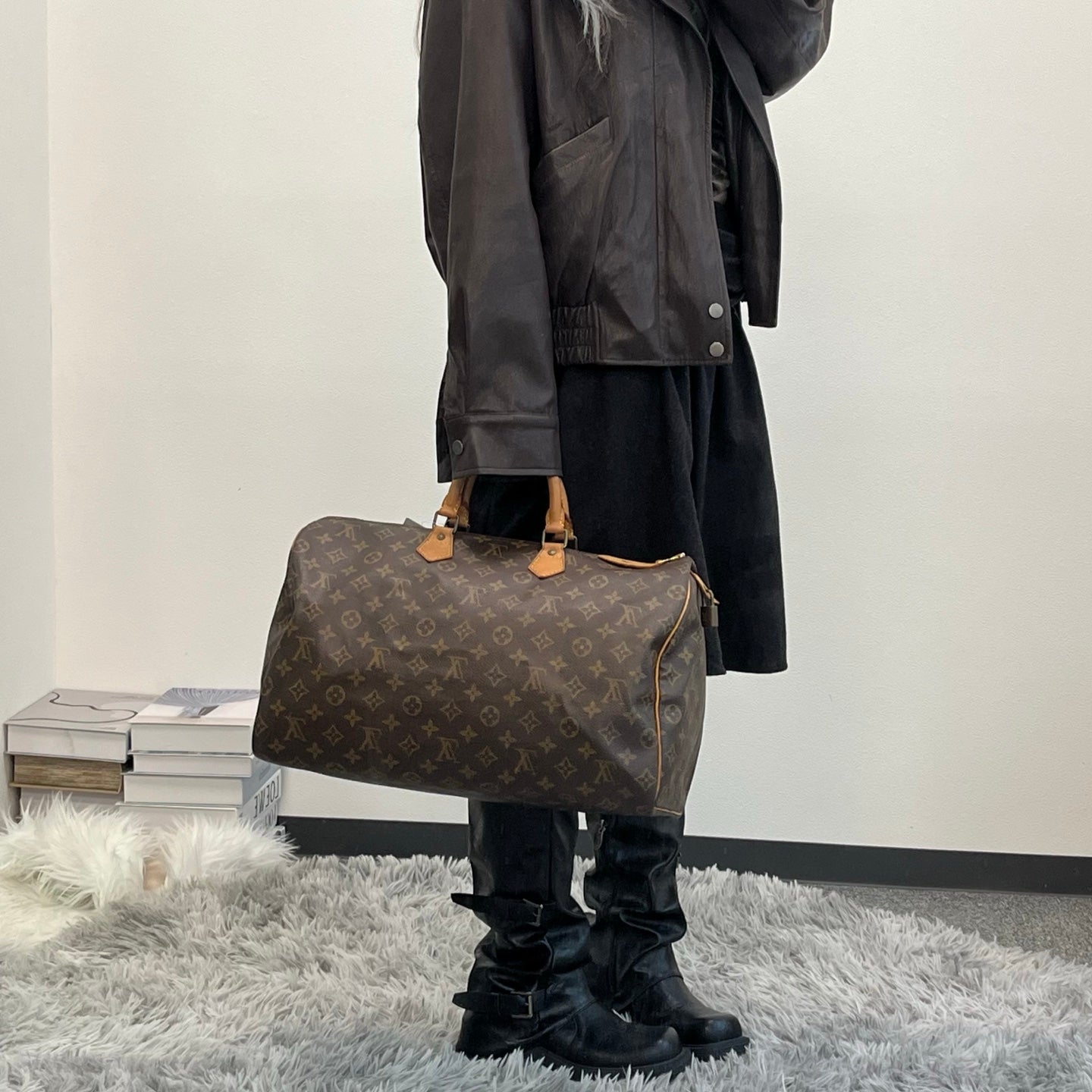 Louis Vuitton Speedy 40 Brown Monogram Hand Bag [Used]