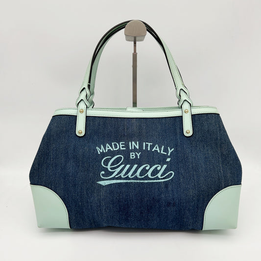 Gucci Blue Denim Leather Tote Bag [Used]