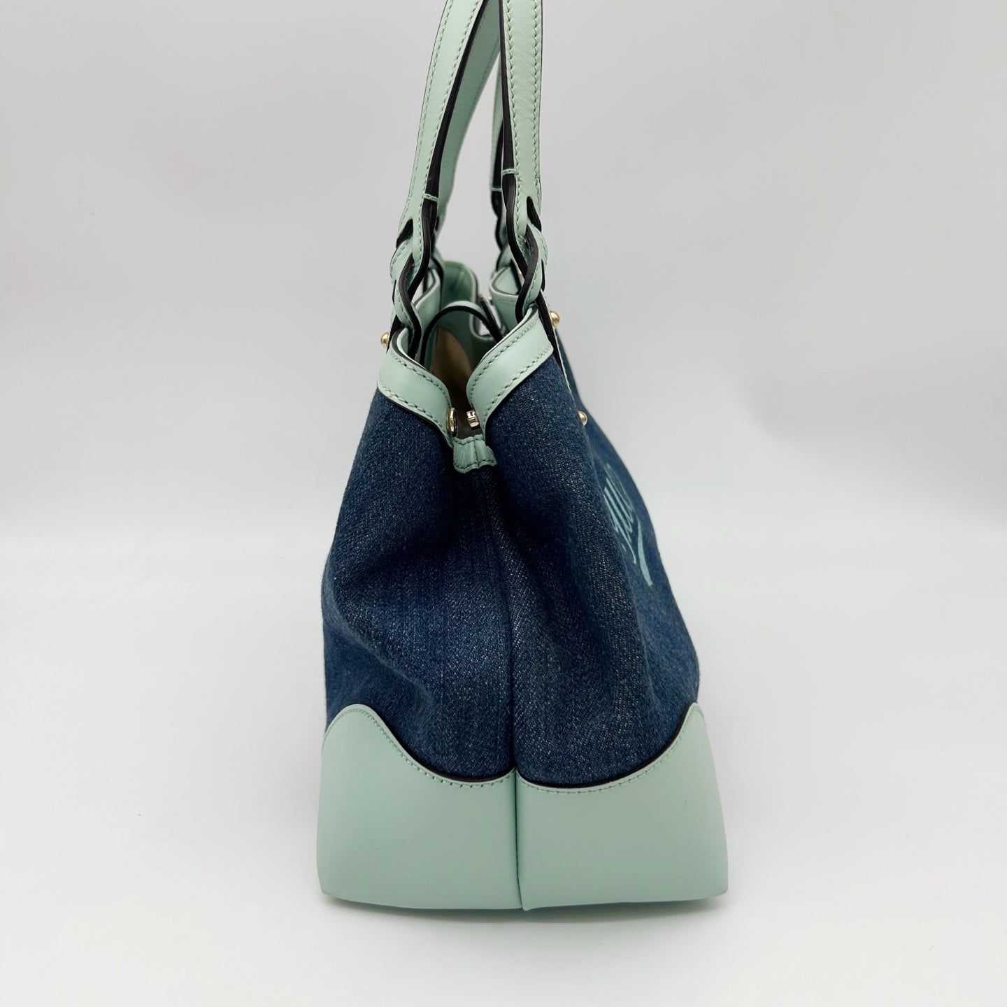 Gucci Blue Denim Leather Tote Bag [Used]