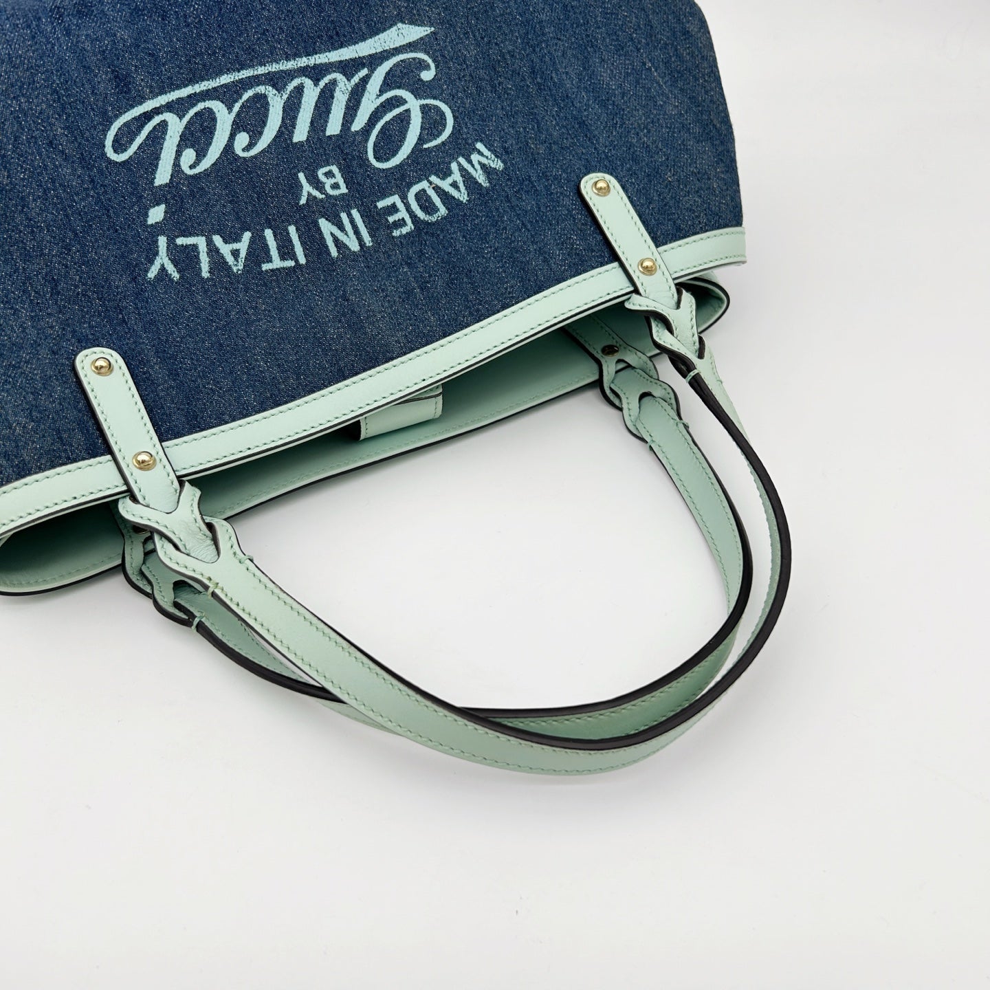 Gucci Blue Denim Leather Tote Bag [Used]