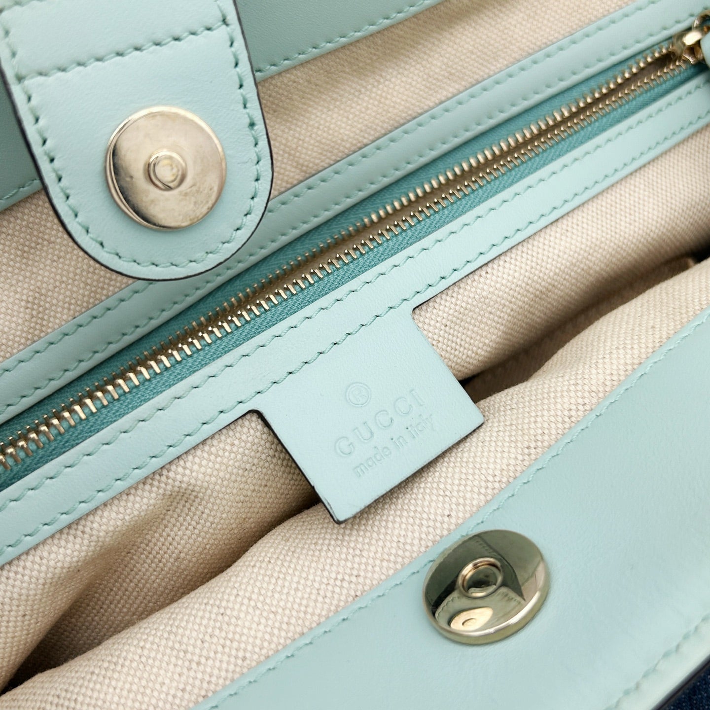 Gucci Blue Denim Leather Tote Bag [Used]