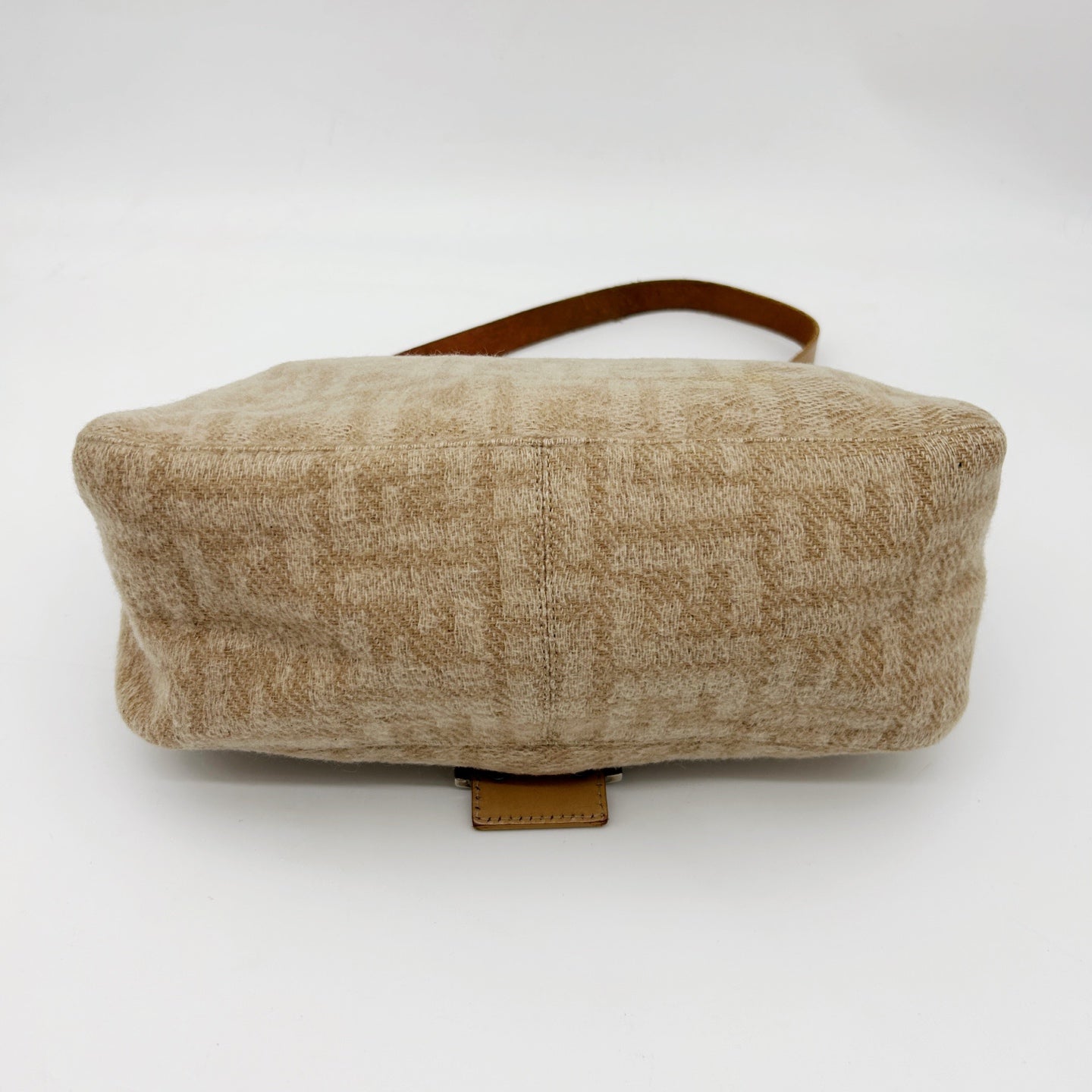 Fendi Baguette Large Beige Wool Zucca Shoulder Bag [Used]
