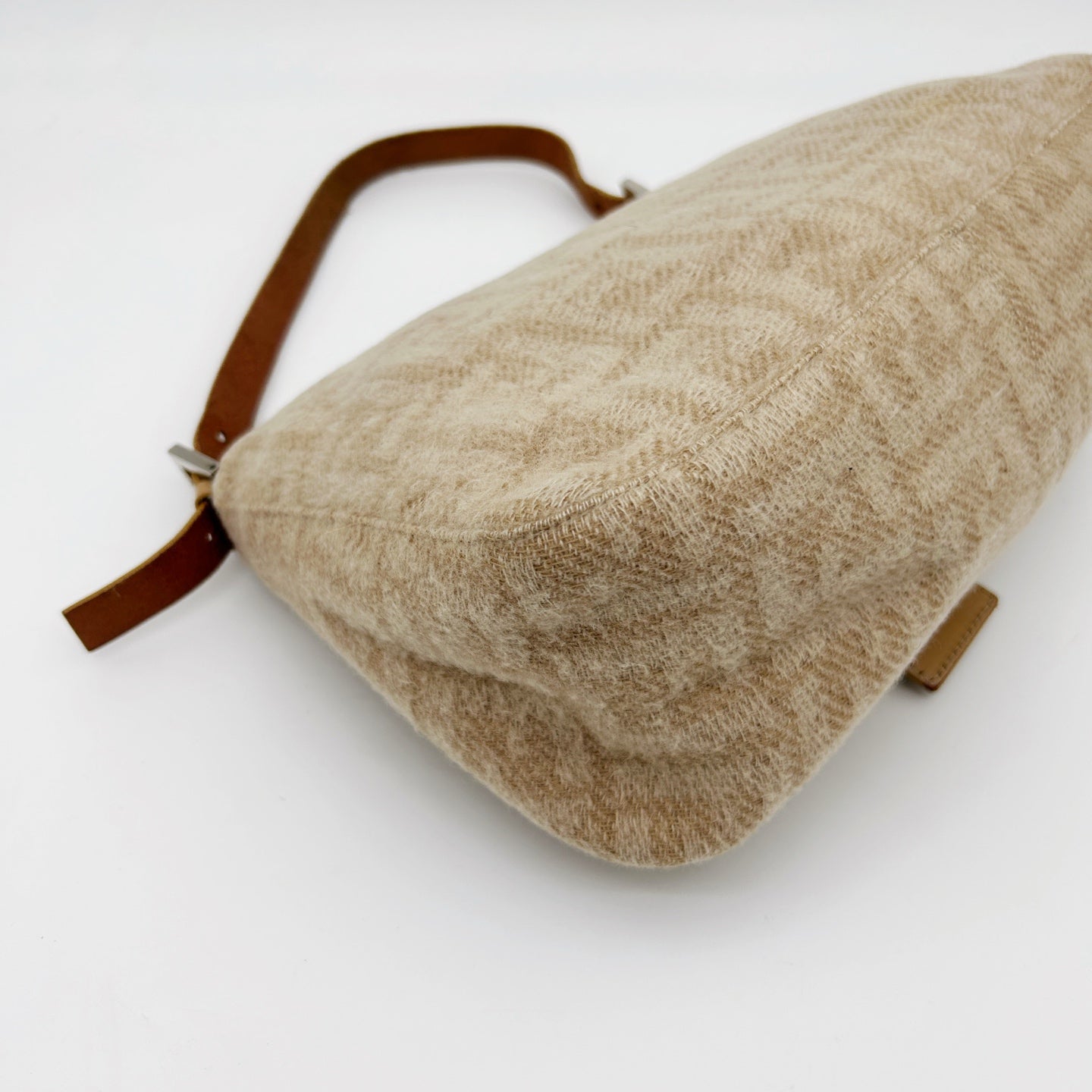 Fendi Baguette Large Beige Wool Zucca Shoulder Bag [Used]
