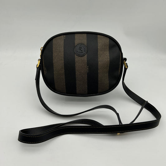 Fendi Striped Canvas Leather Crossbody Bag [Used]