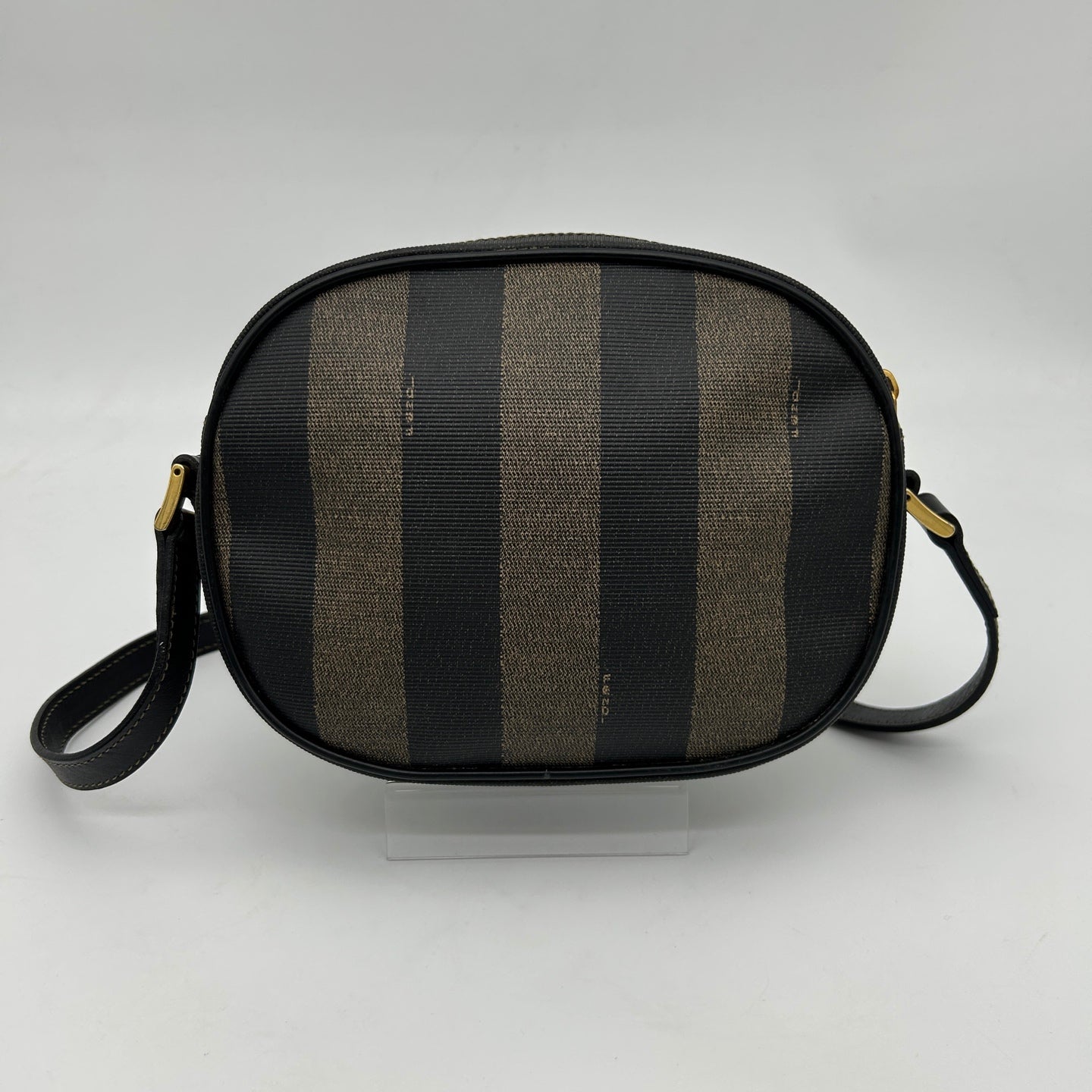 Fendi Striped Canvas Leather Crossbody Bag [Used]