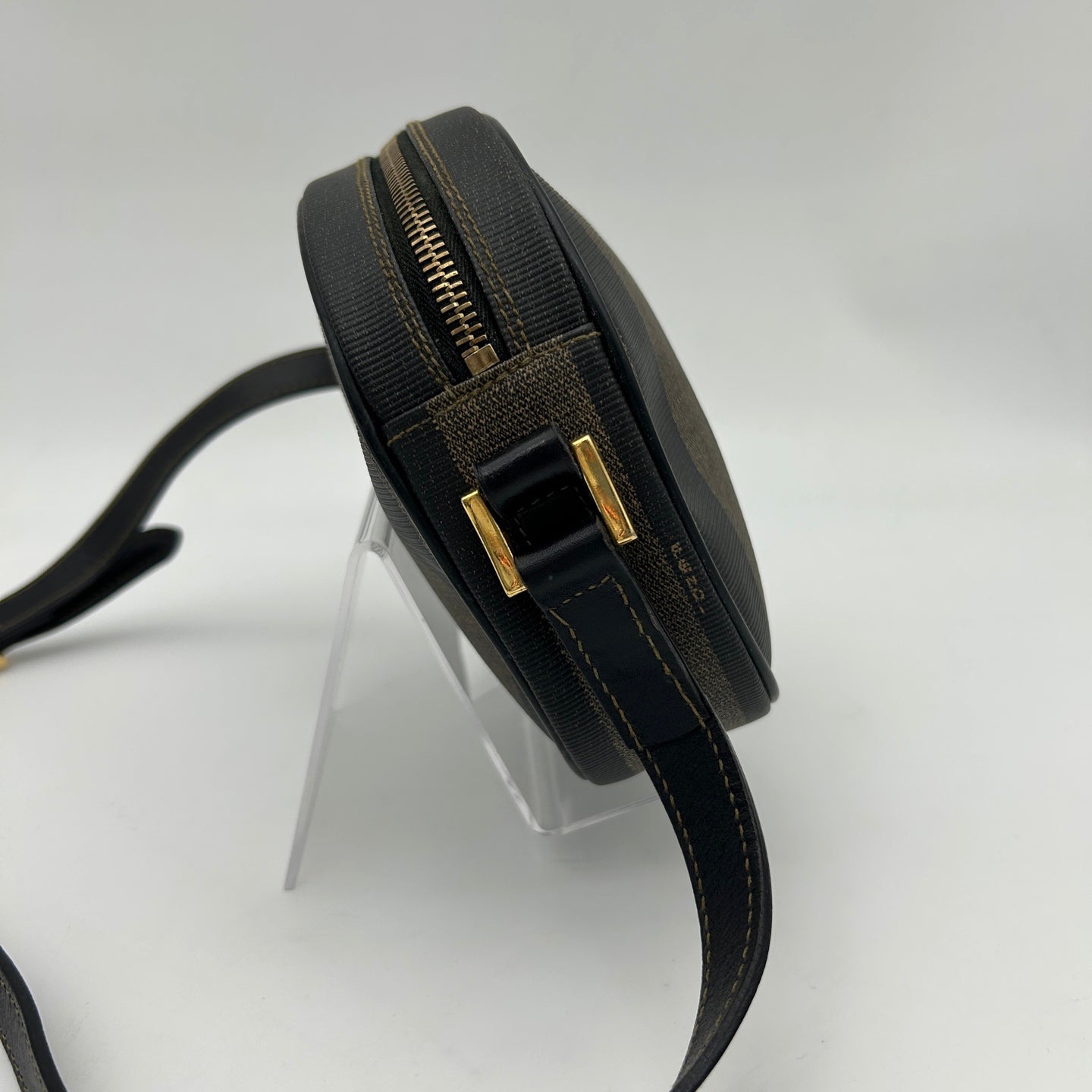 Fendi Striped Canvas Leather Crossbody Bag [Used]