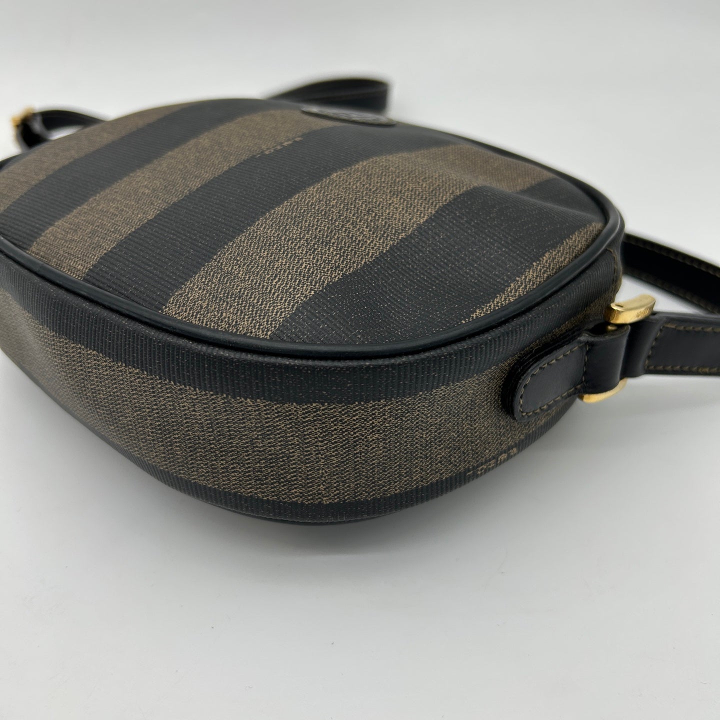 Fendi Striped Canvas Leather Crossbody Bag [Used]