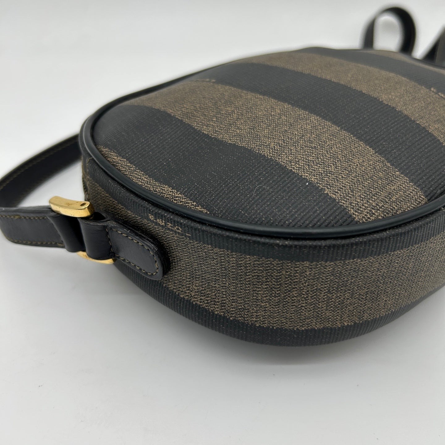 Fendi Striped Canvas Leather Crossbody Bag [Used]