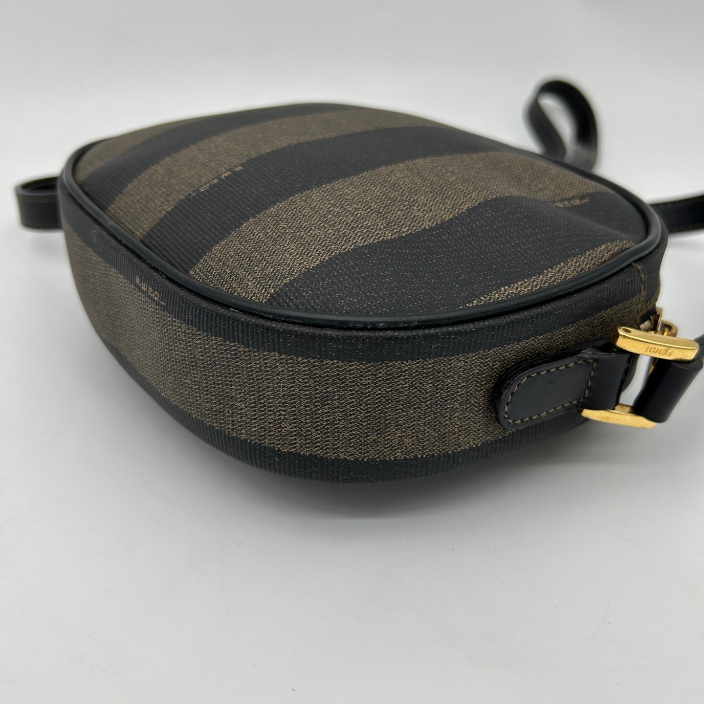 Fendi Striped Canvas Leather Crossbody Bag [Used]