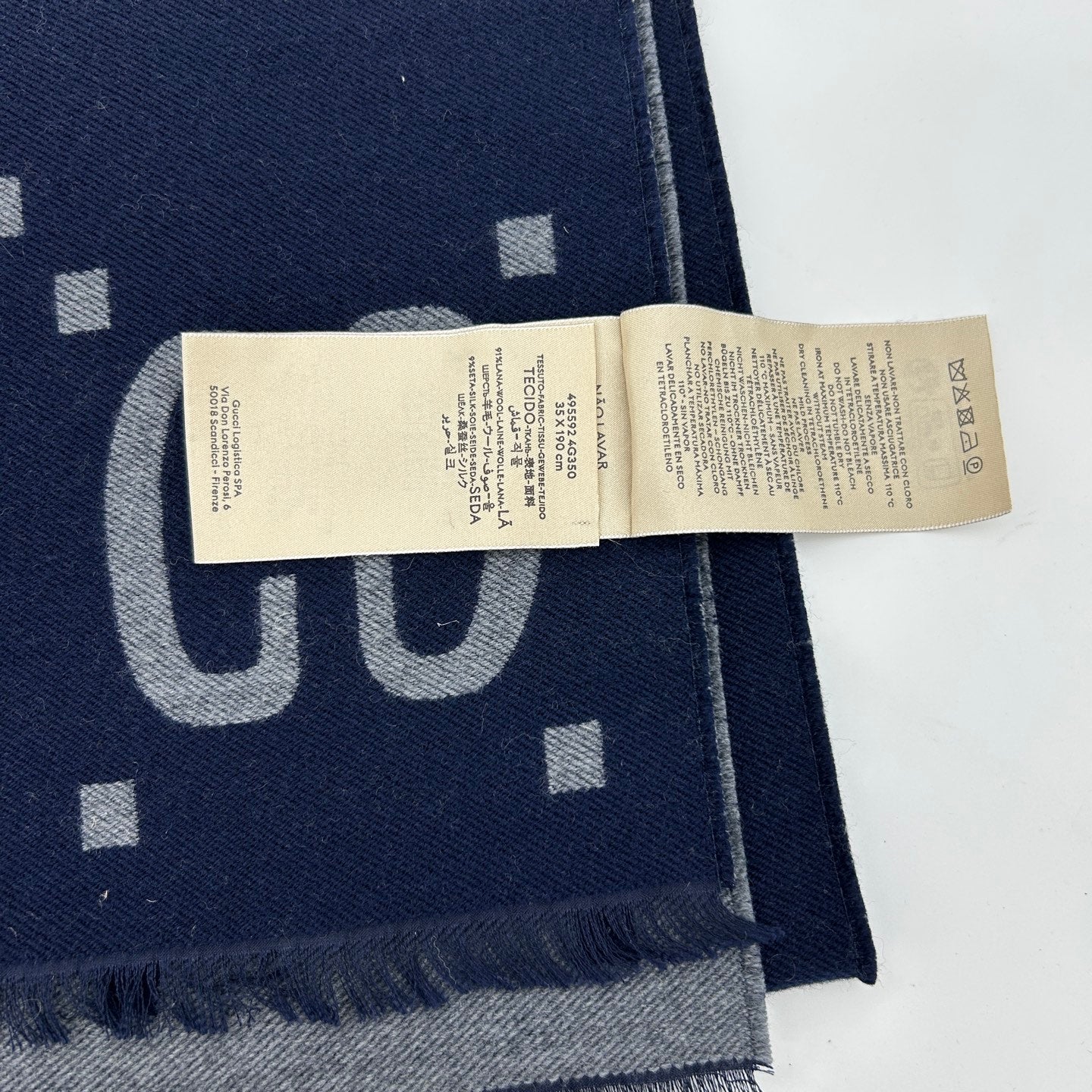 Gucci Navy GG Jacquard Wool Scarf [Used]