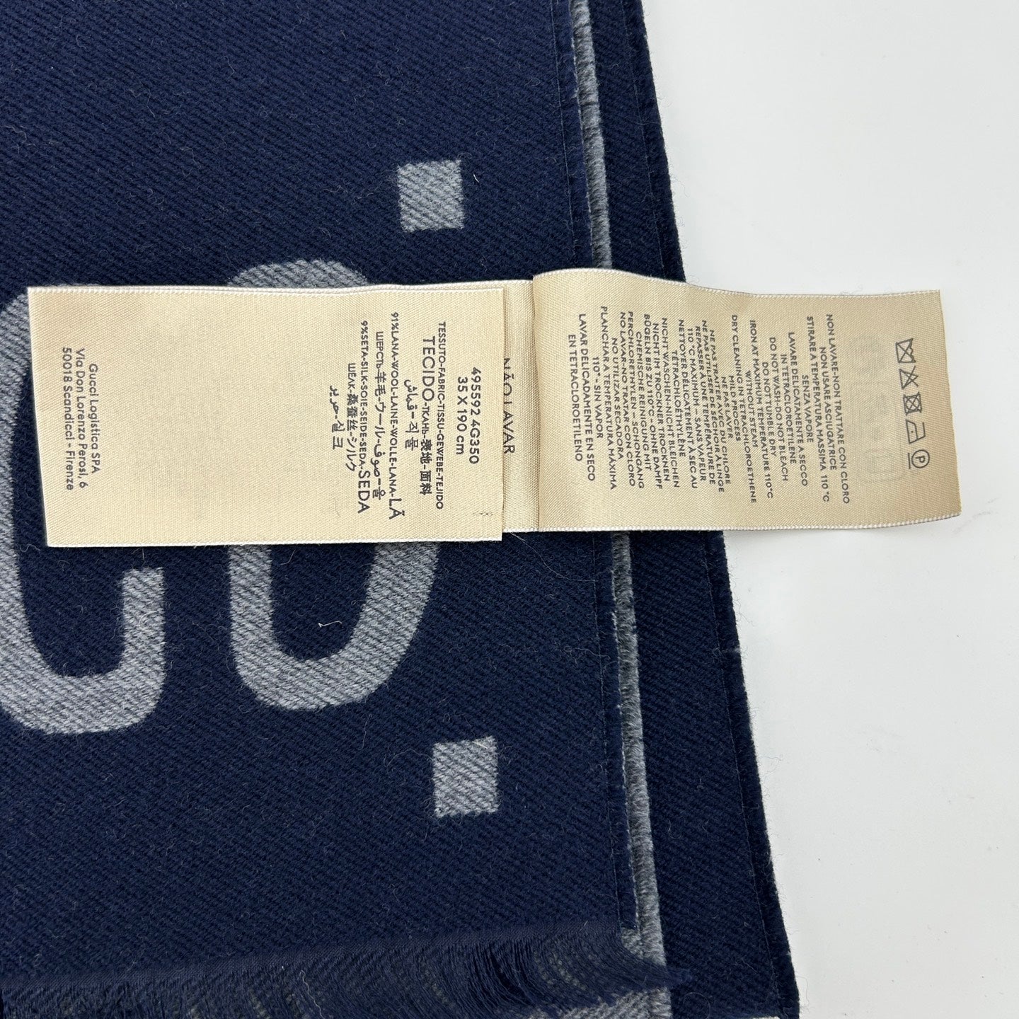 Gucci Navy GG Jacquard Wool Scarf [Used]