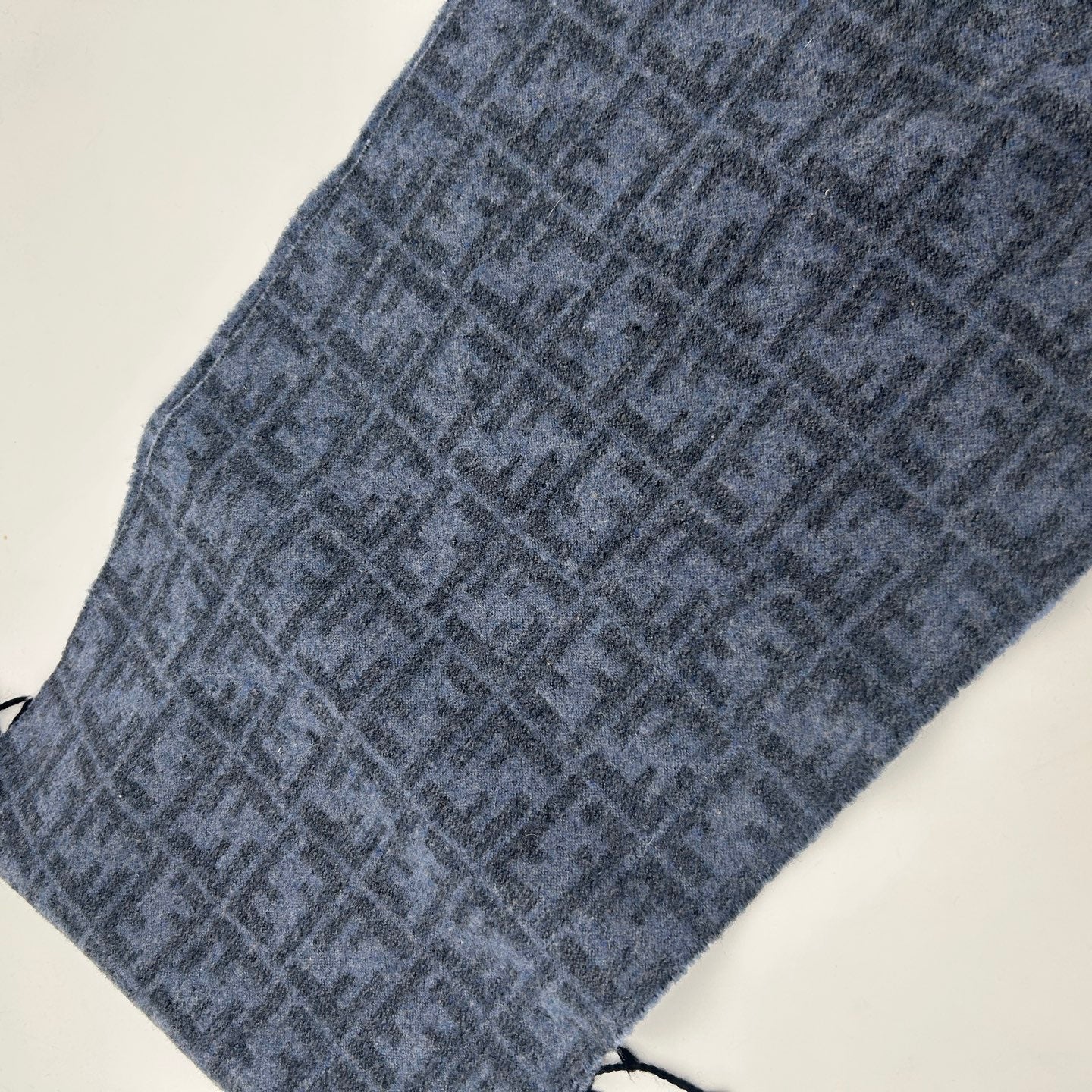 Fendi Blue Grey FF Monogram Wool Scarf [Used]