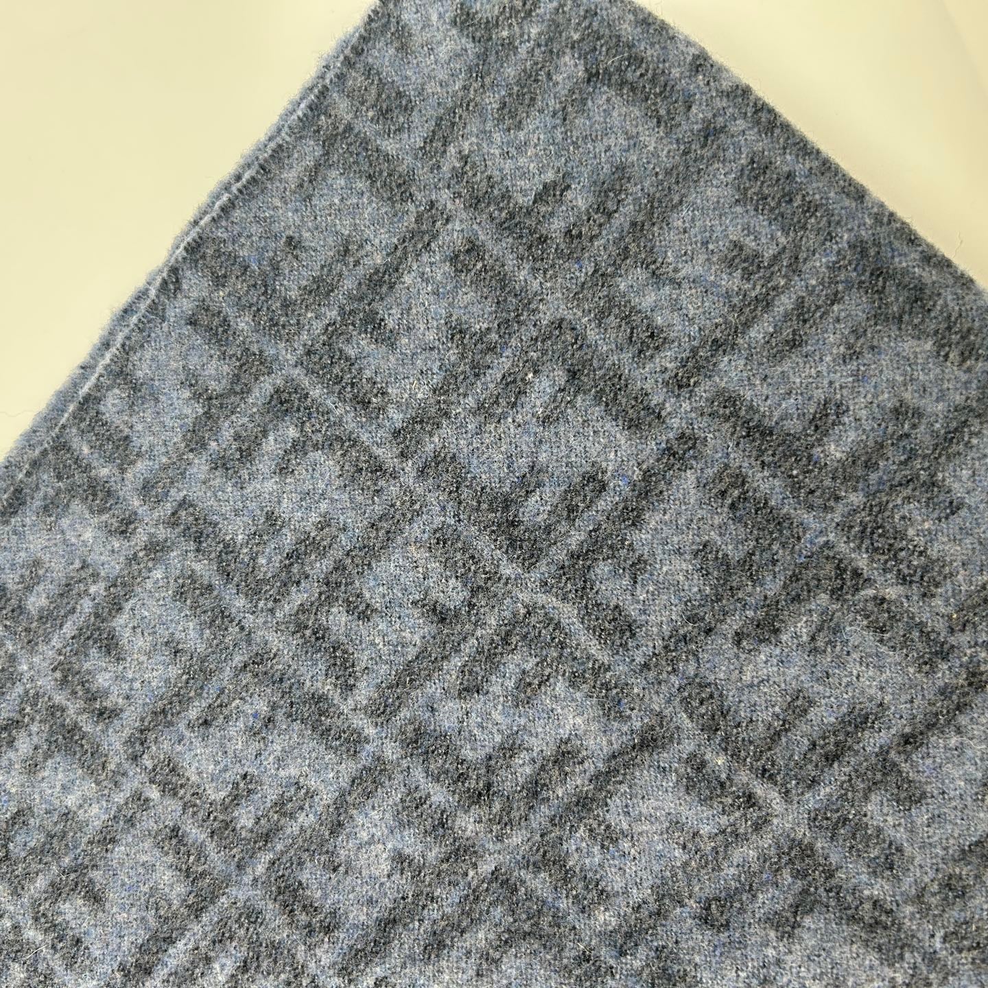 Fendi Blue Grey FF Monogram Wool Scarf [Used]
