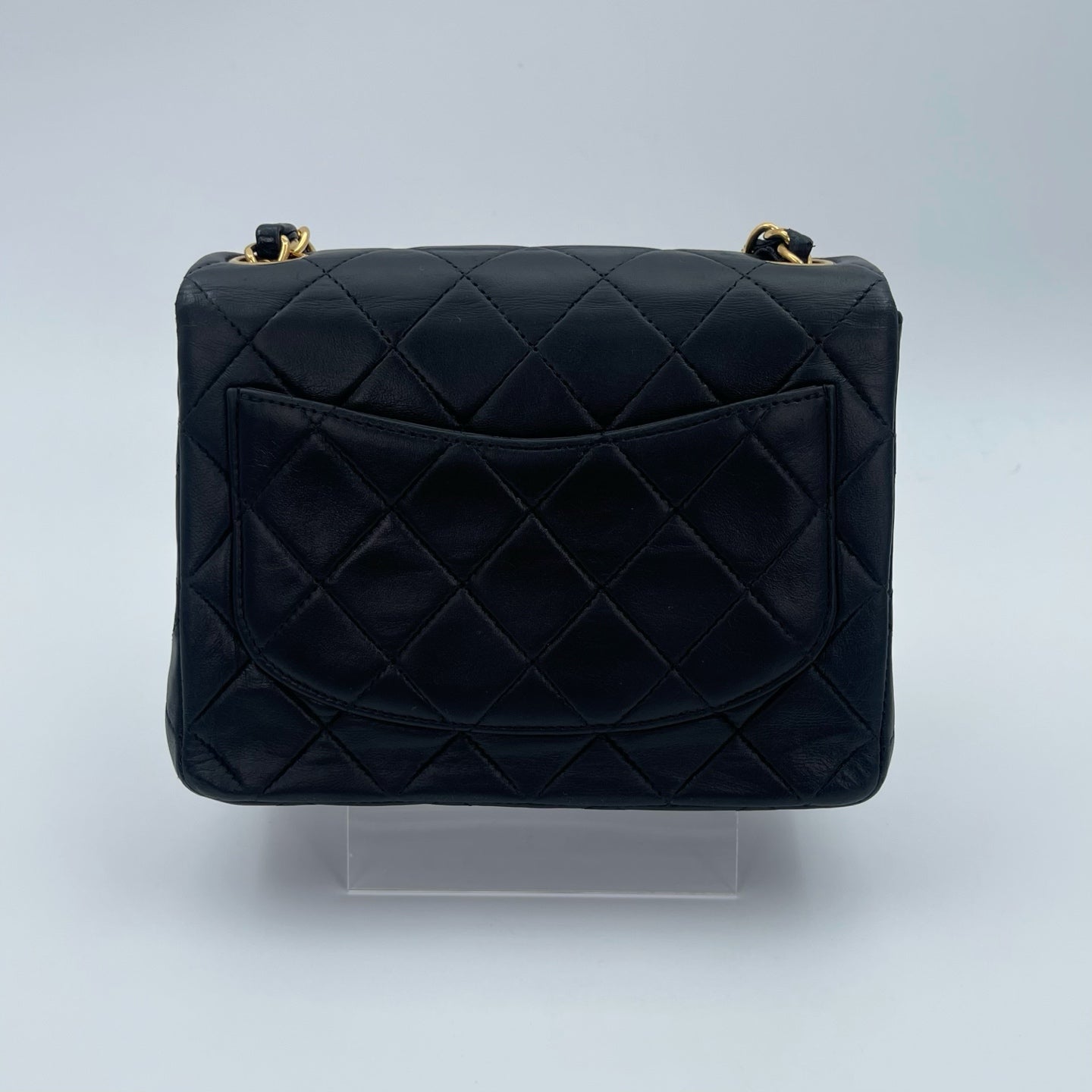 Chanel Square Mini Black Lambskin Classic Flap Bag [Used]