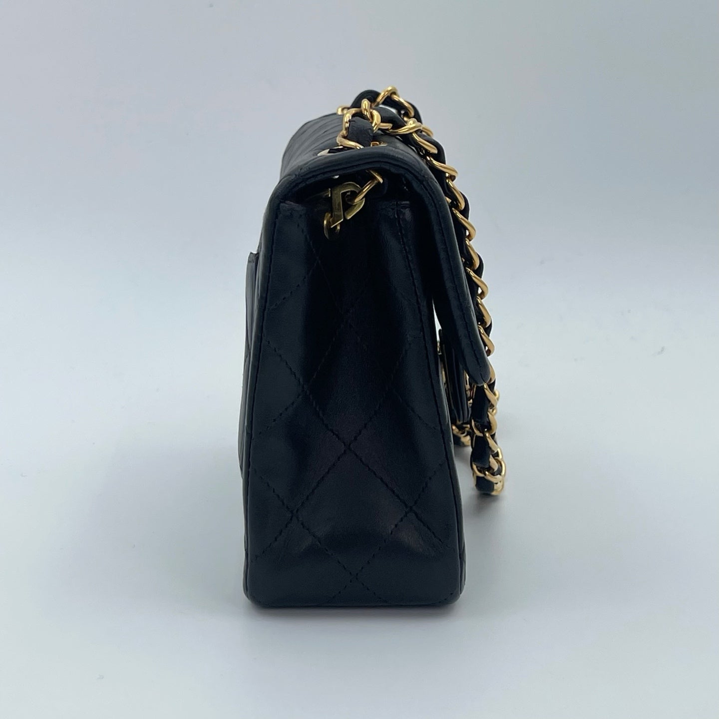 Chanel Square Mini Black Lambskin Classic Flap Bag [Used]