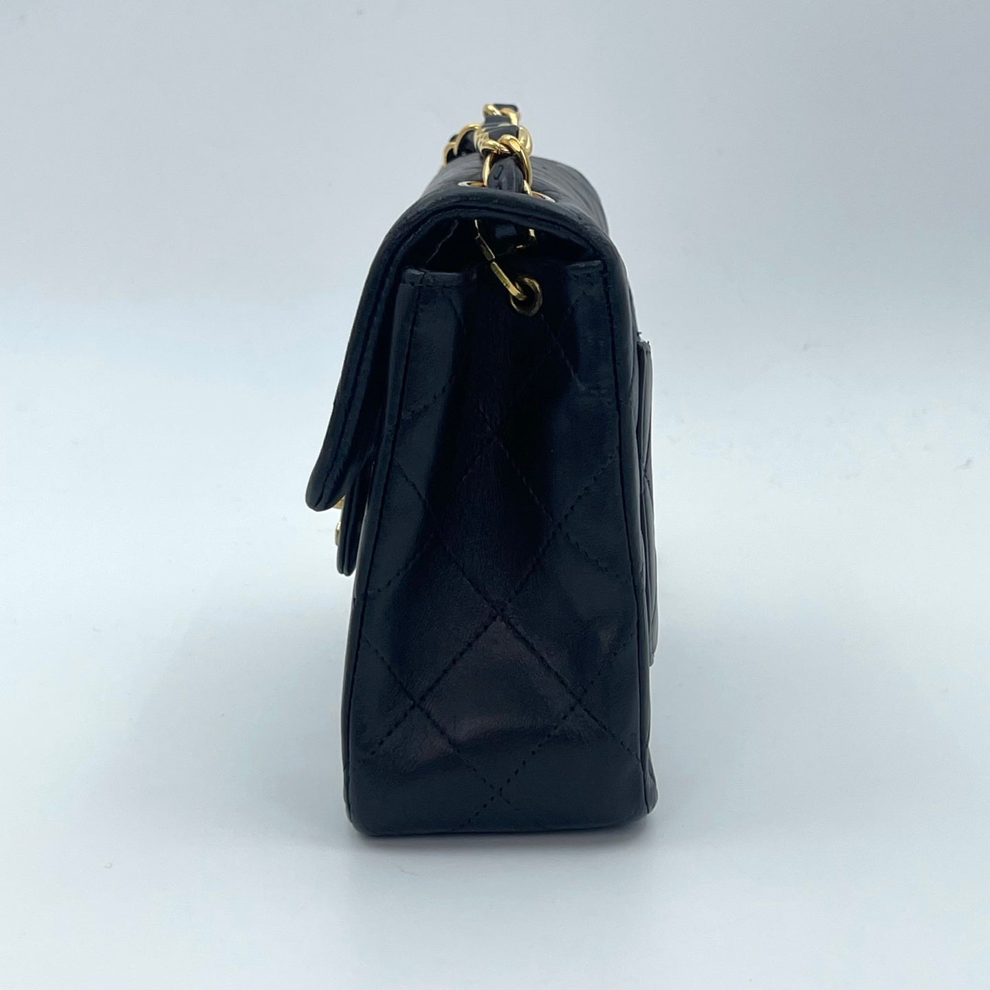 Chanel Square Mini Black Lambskin Classic Flap Bag [Used]
