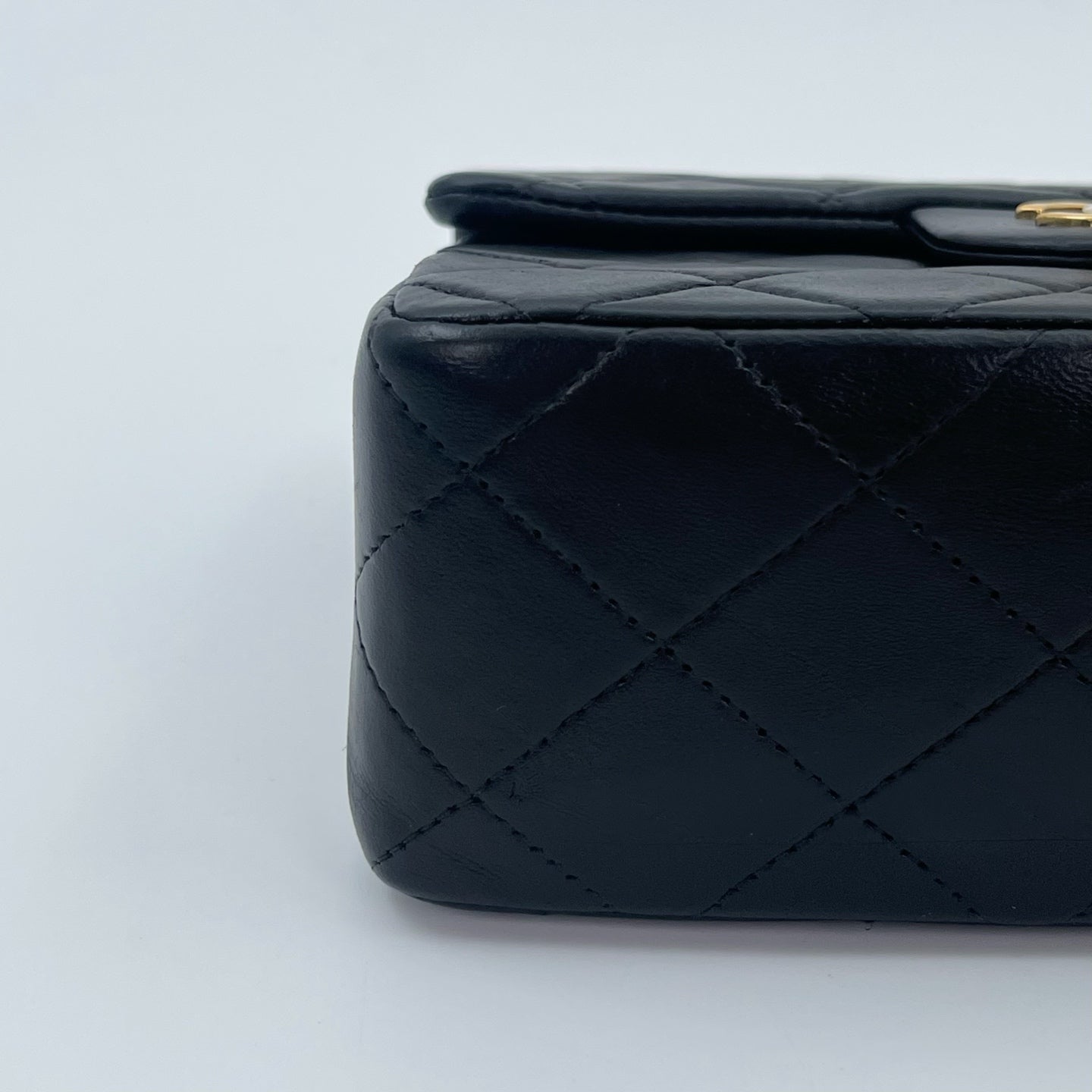 Chanel Square Mini Black Lambskin Classic Flap Bag [Used]