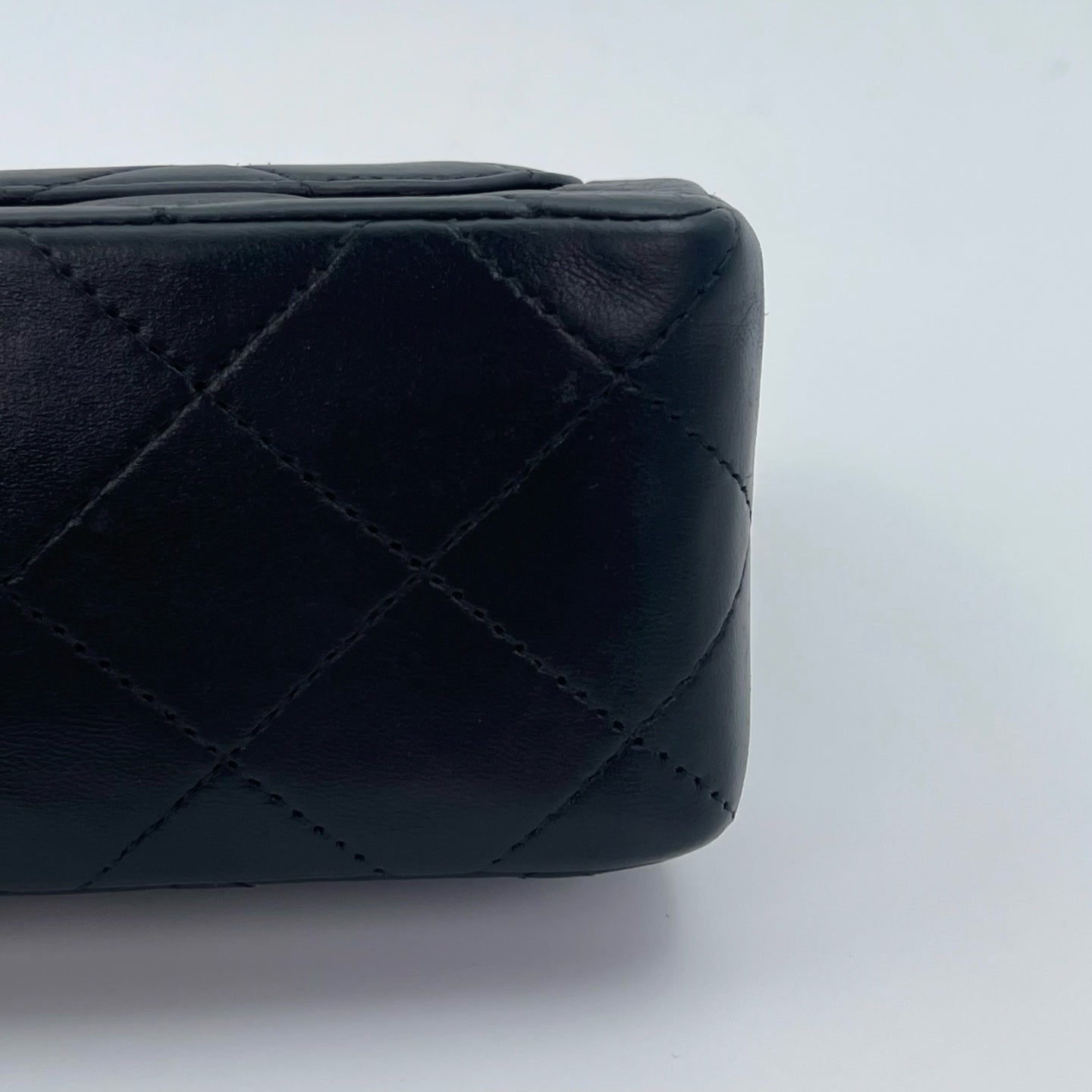 Chanel Square Mini Black Lambskin Classic Flap Bag [Used]
