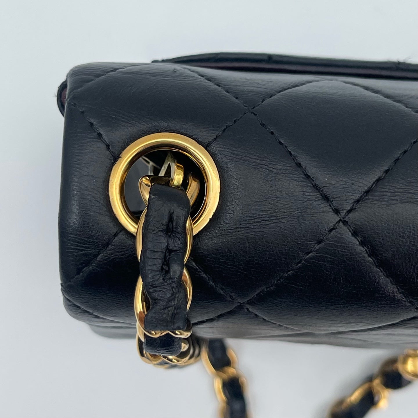 Chanel Square Mini Black Lambskin Classic Flap Bag [Used]
