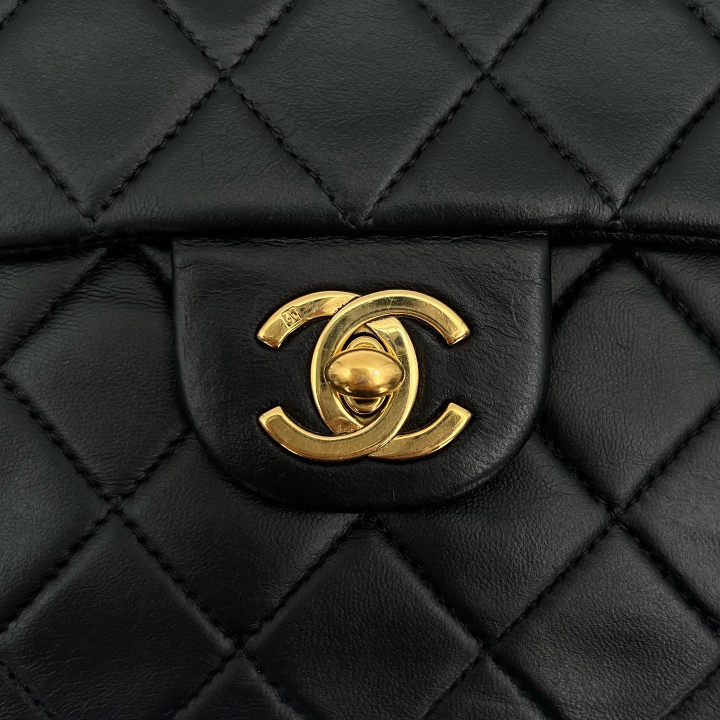 Chanel Square Mini Black Lambskin Classic Flap Bag [Used]