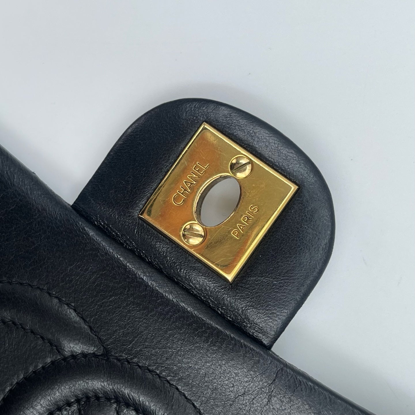Chanel Square Mini Black Lambskin Classic Flap Bag [Used]