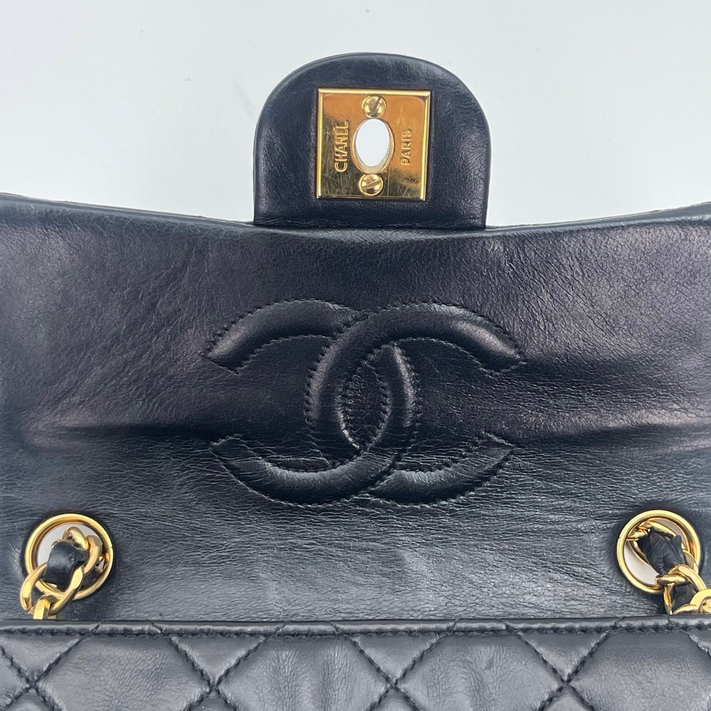 Chanel Square Mini Black Lambskin Classic Flap Bag [Used]