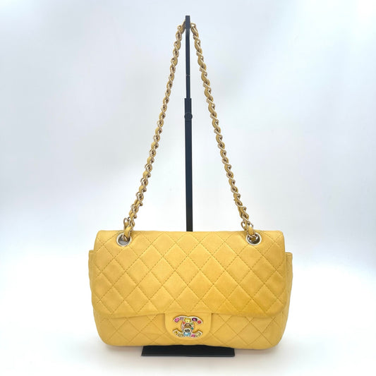Chanel Pearl Gold Chain Lambskin Multicolor Glass CC Flap Shoulder Bag [Used]