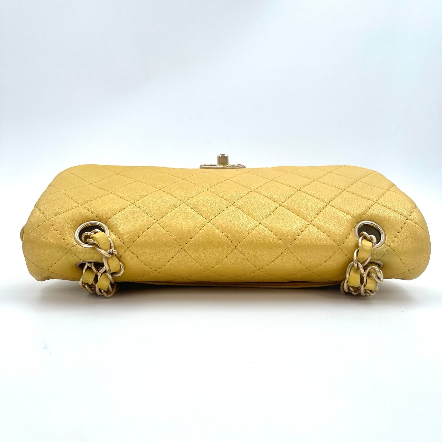Chanel Pearl Gold Chain Lambskin Multicolor Glass CC Flap Shoulder Bag [Used]