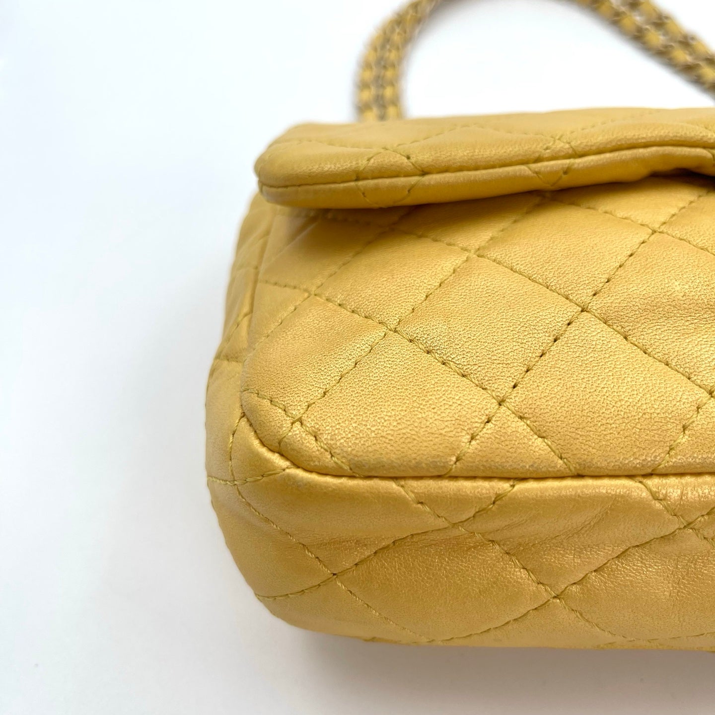 Chanel Pearl Gold Chain Lambskin Multicolor Glass CC Flap Shoulder Bag [Used]
