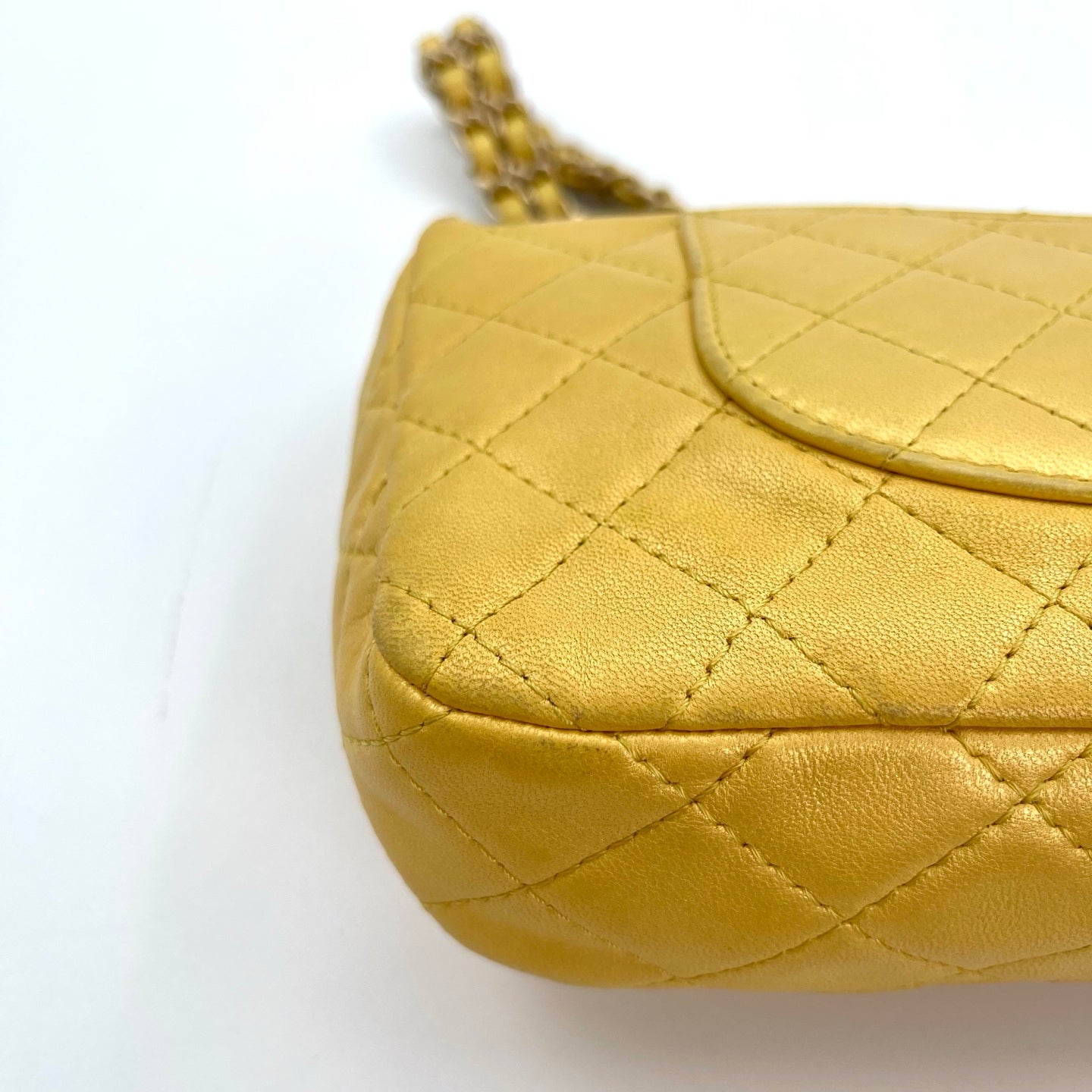 Chanel Pearl Gold Chain Lambskin Multicolor Glass CC Flap Shoulder Bag [Used]