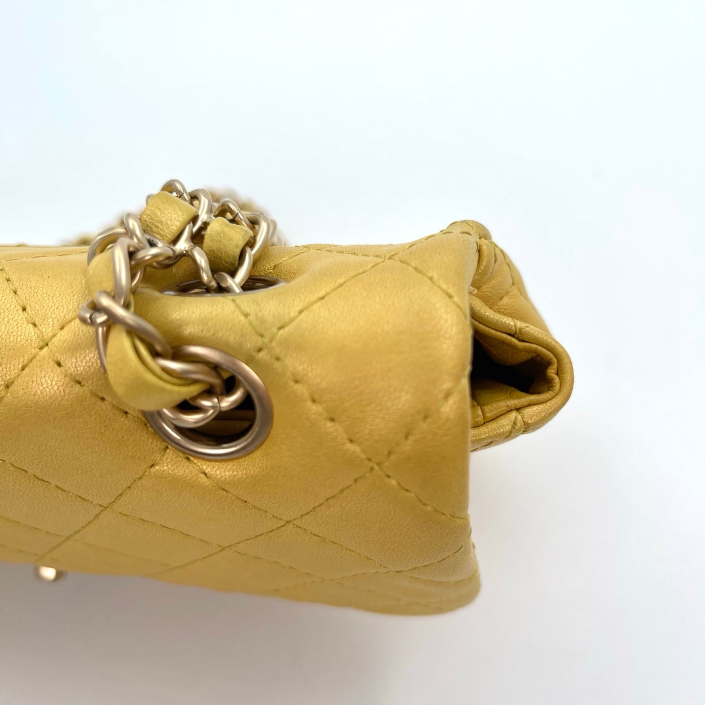 Chanel Pearl Gold Chain Lambskin Multicolor Glass CC Flap Shoulder Bag [Used]