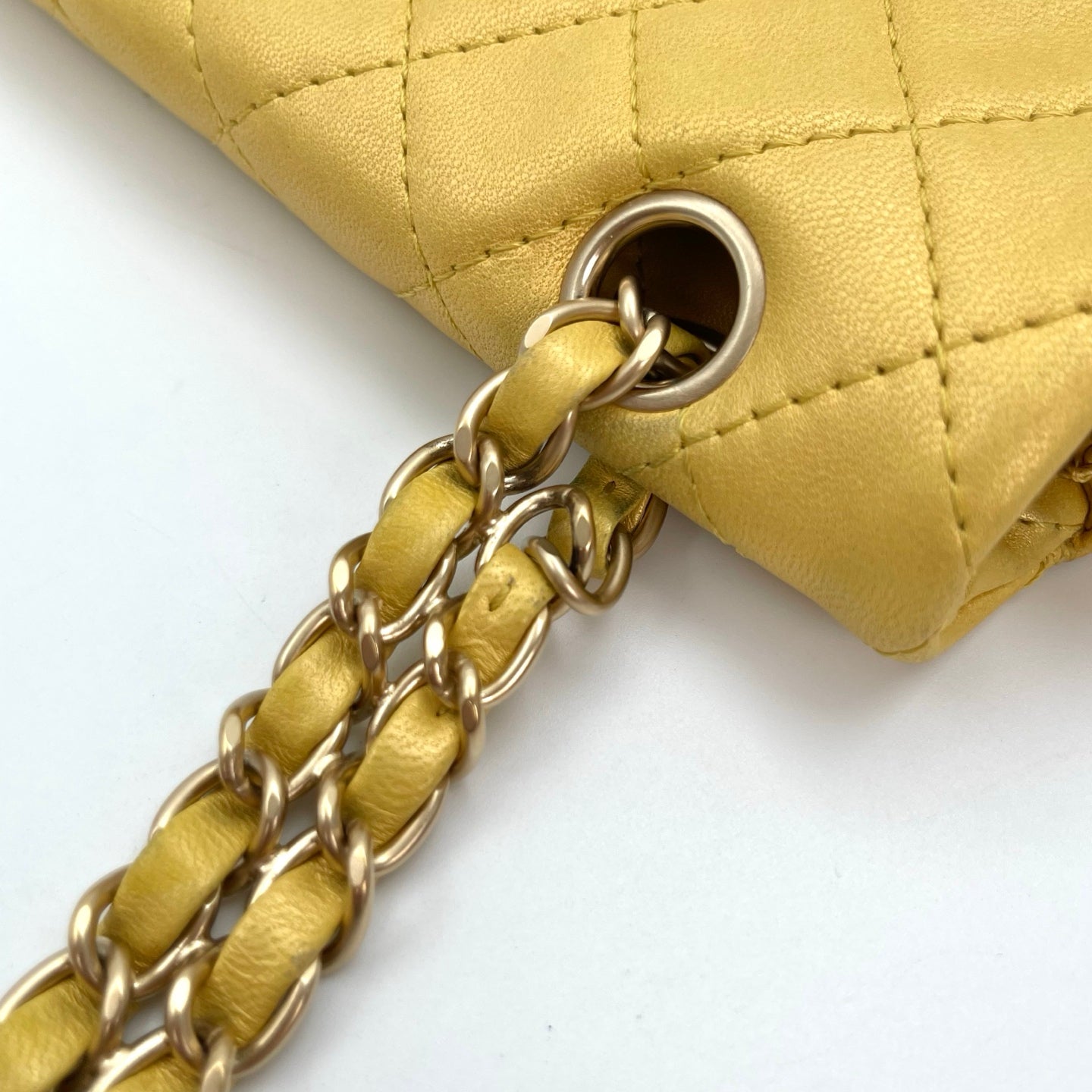 Chanel Pearl Gold Chain Lambskin Multicolor Glass CC Flap Shoulder Bag [Used]