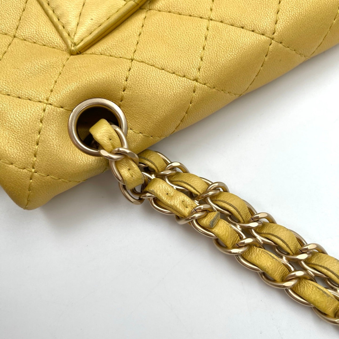 Chanel Pearl Gold Chain Lambskin Multicolor Glass CC Flap Shoulder Bag [Used]