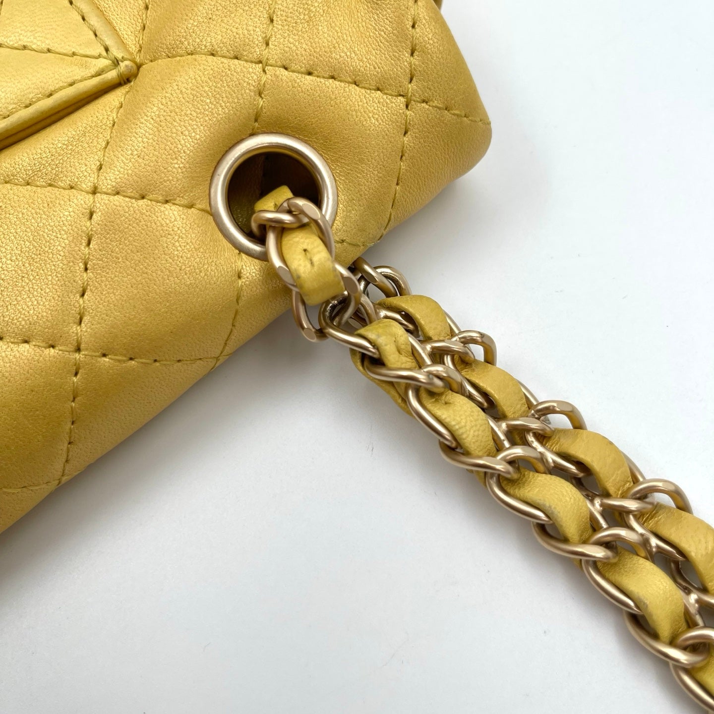 Chanel Pearl Gold Chain Lambskin Multicolor Glass CC Flap Shoulder Bag [Used]