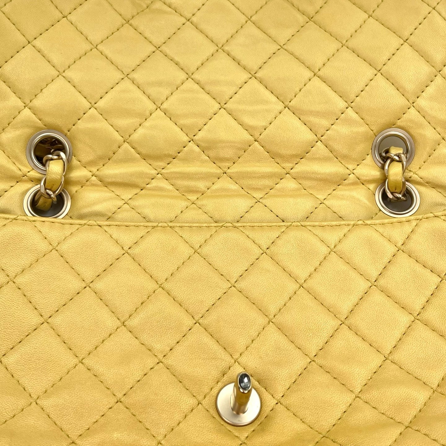 Chanel Pearl Gold Chain Lambskin Multicolor Glass CC Flap Shoulder Bag [Used]