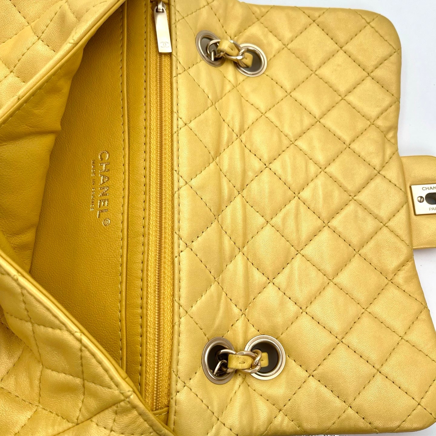 Chanel Pearl Gold Chain Lambskin Multicolor Glass CC Flap Shoulder Bag [Used]