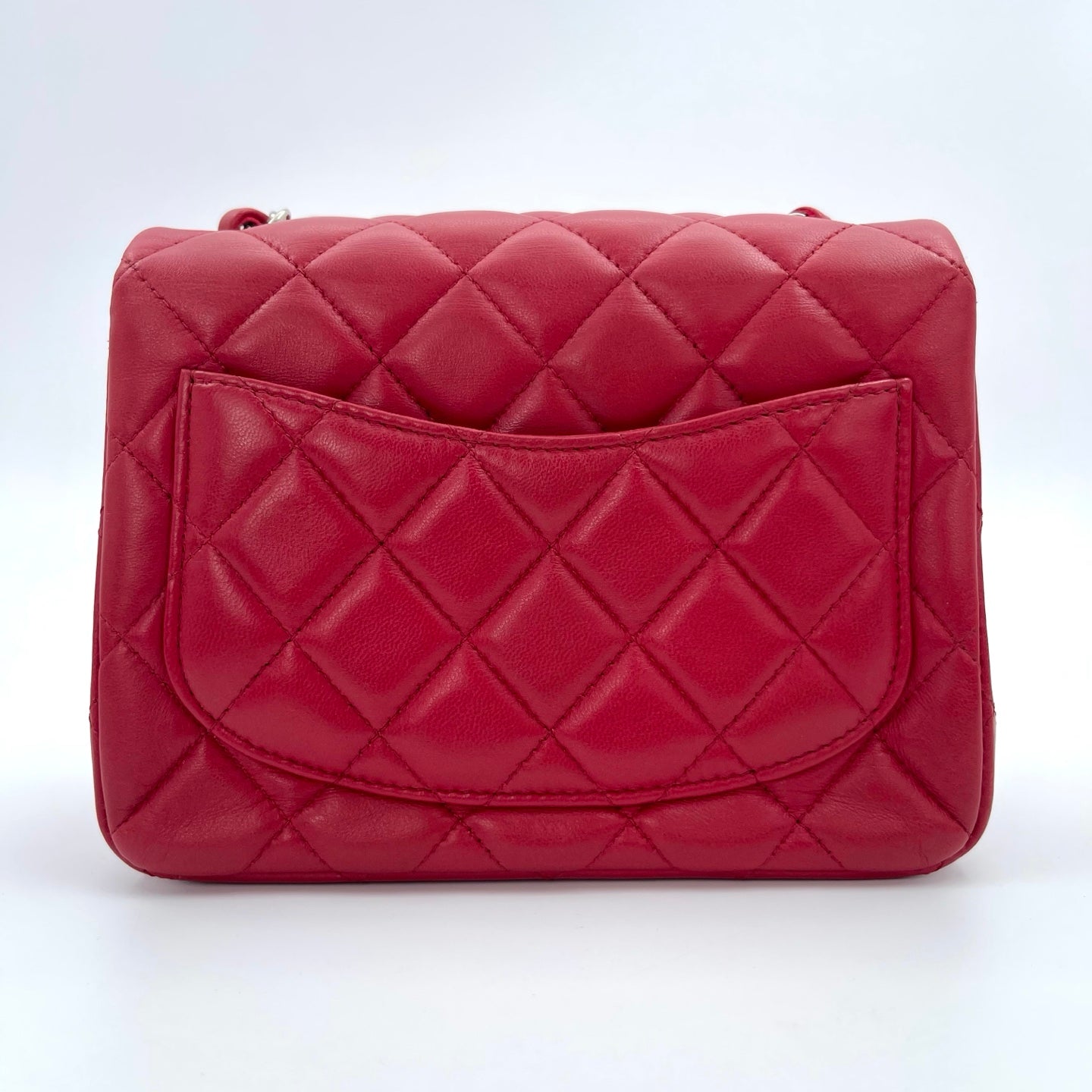 Chanel Classic Flap Mini Red Lambskin Silver Hardware [Used]