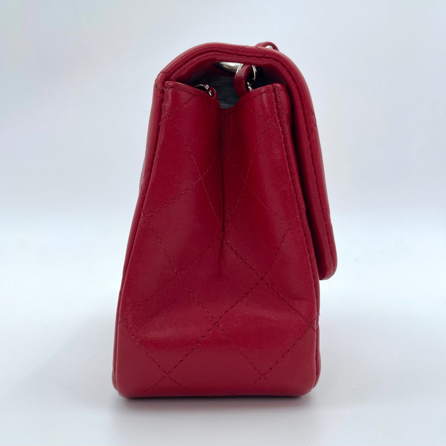 Chanel Classic Flap Mini Red Lambskin Silver Hardware [Used]