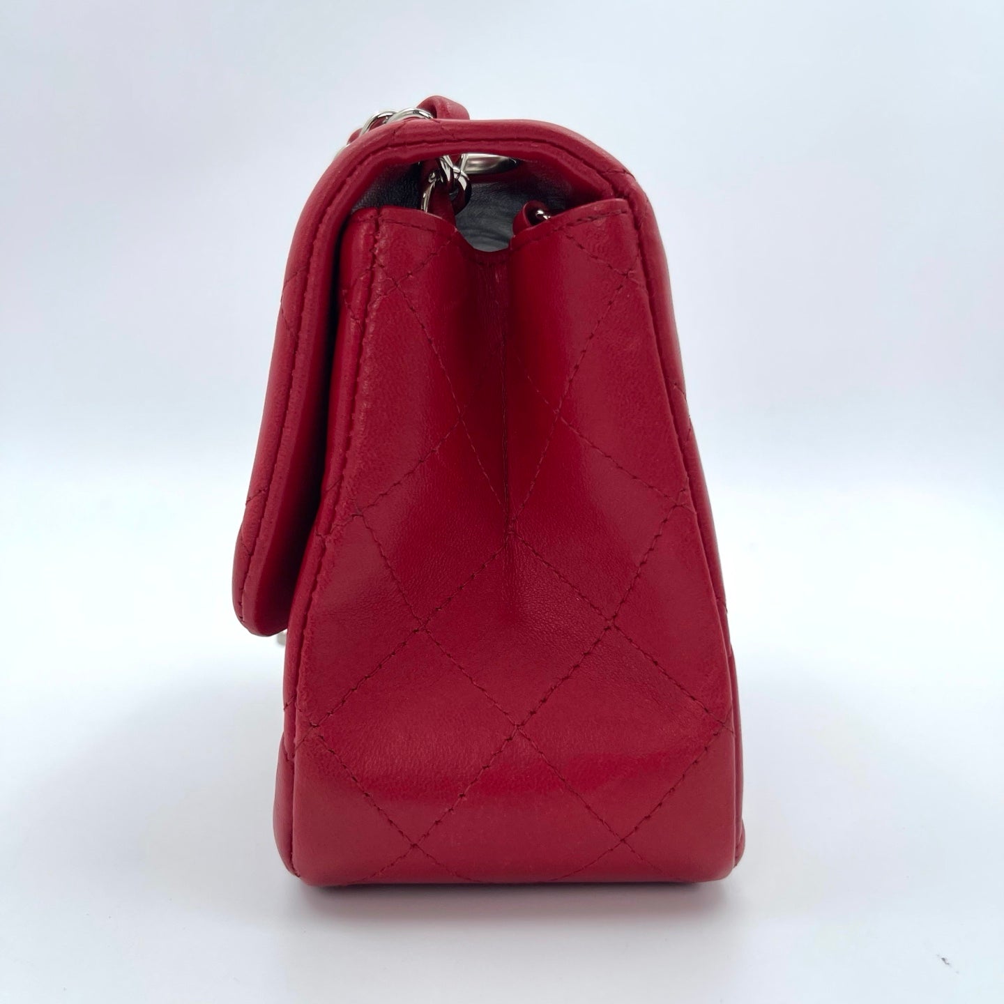 Chanel Classic Flap Mini Red Lambskin Silver Hardware [Used]
