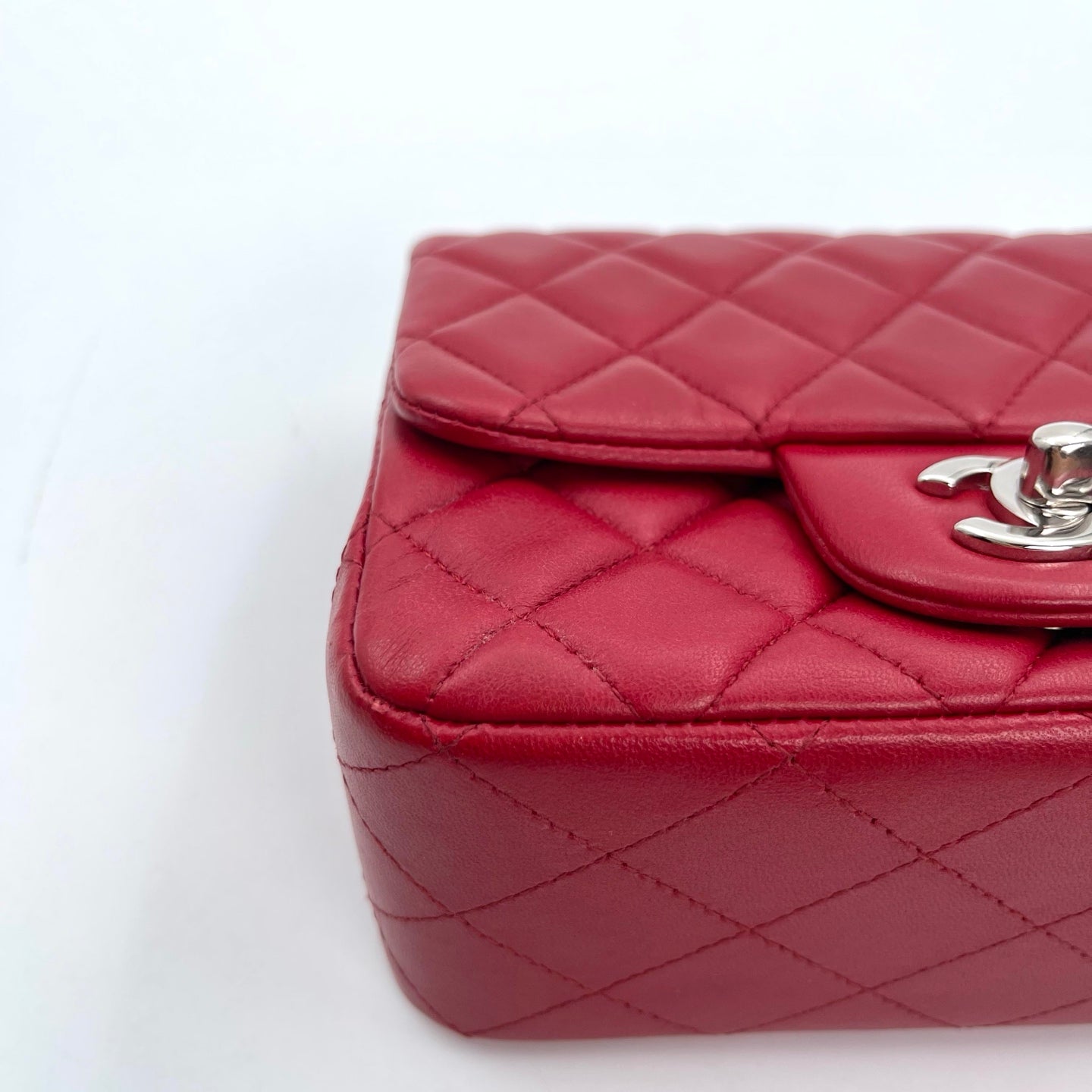 Chanel Classic Flap Mini Red Lambskin Silver Hardware [Used]